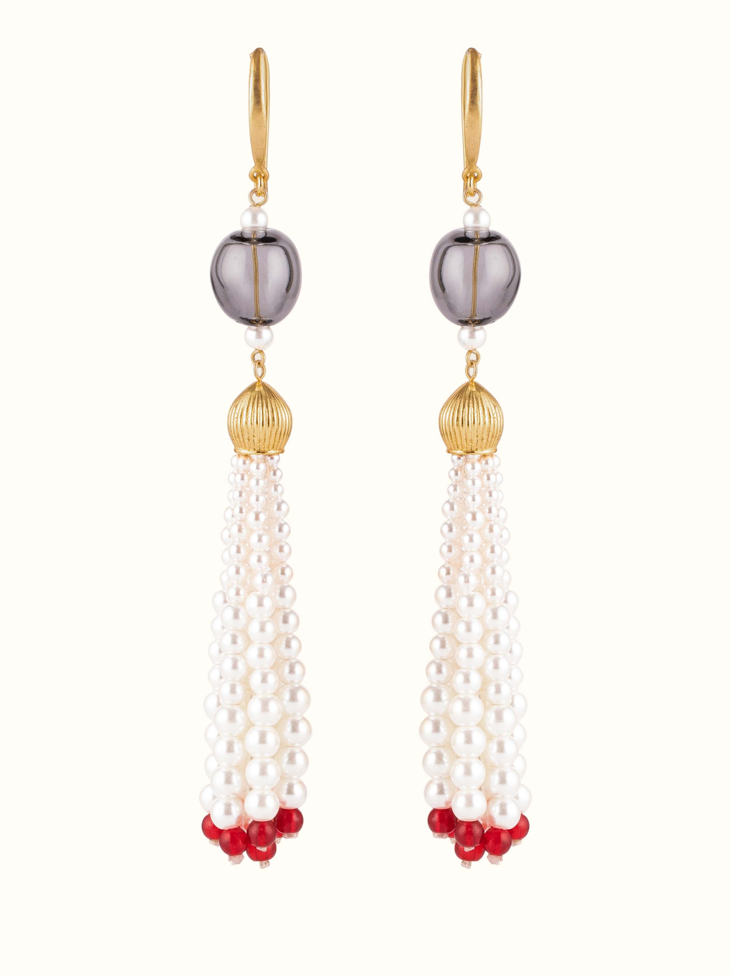 Front view of Silver Flame Glass Drop Earrings showcasing their unique glass design and elegant drop