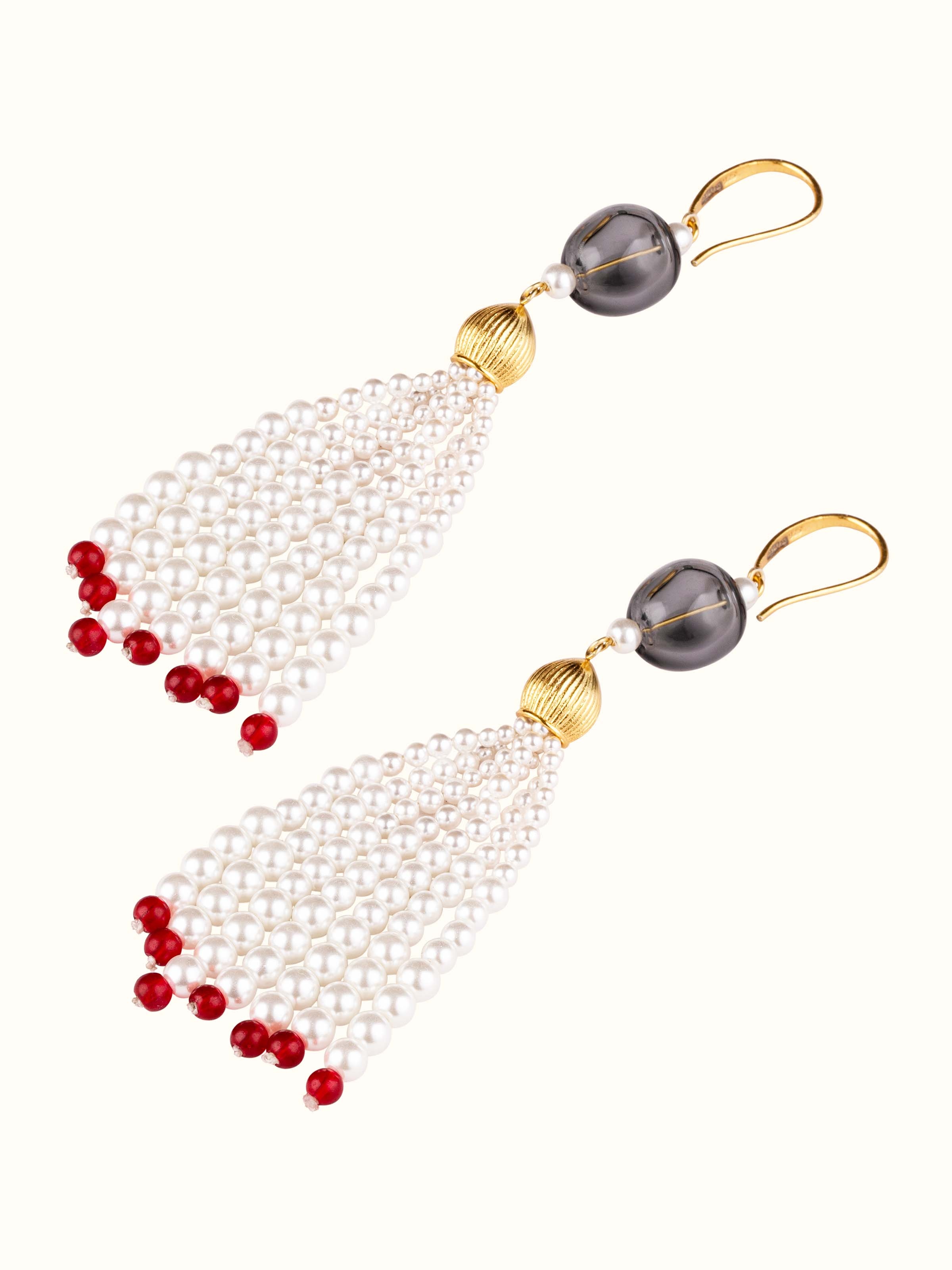 Detailed view of Silver Flame Glass Drop Earrings emphasizing the glass's vibrant hues and drop design