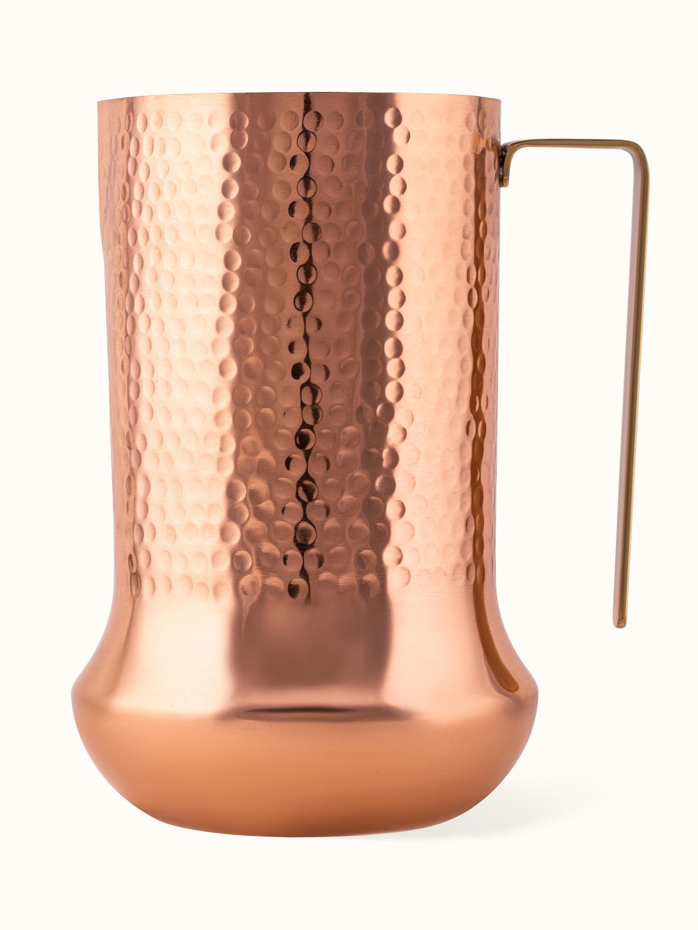 Front view of Copper Metal Jug showing the full jug with a polished finish and elegant design.