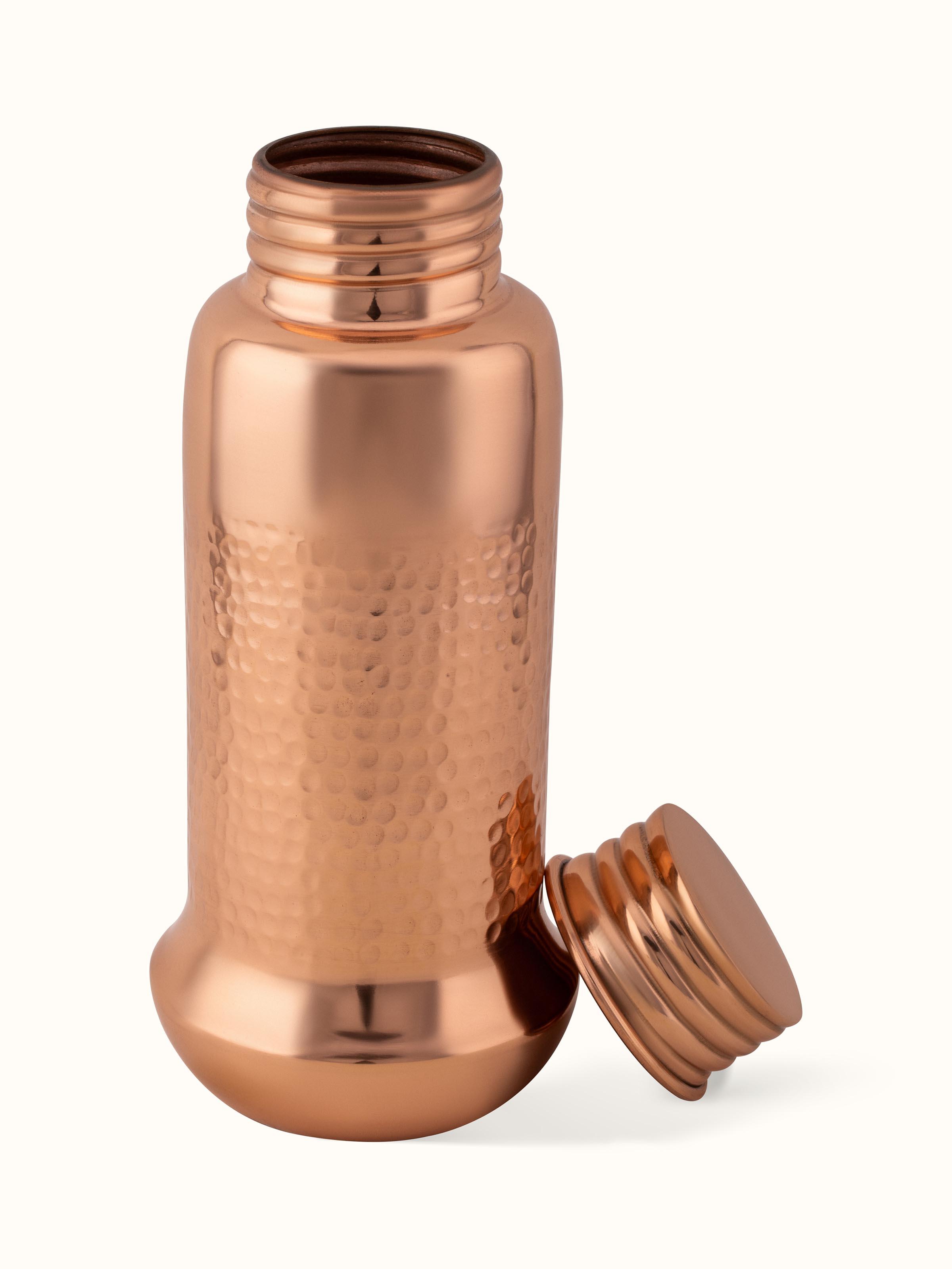 Back view of Copper Metal Hammered Bottle showing the smooth base and overall design.