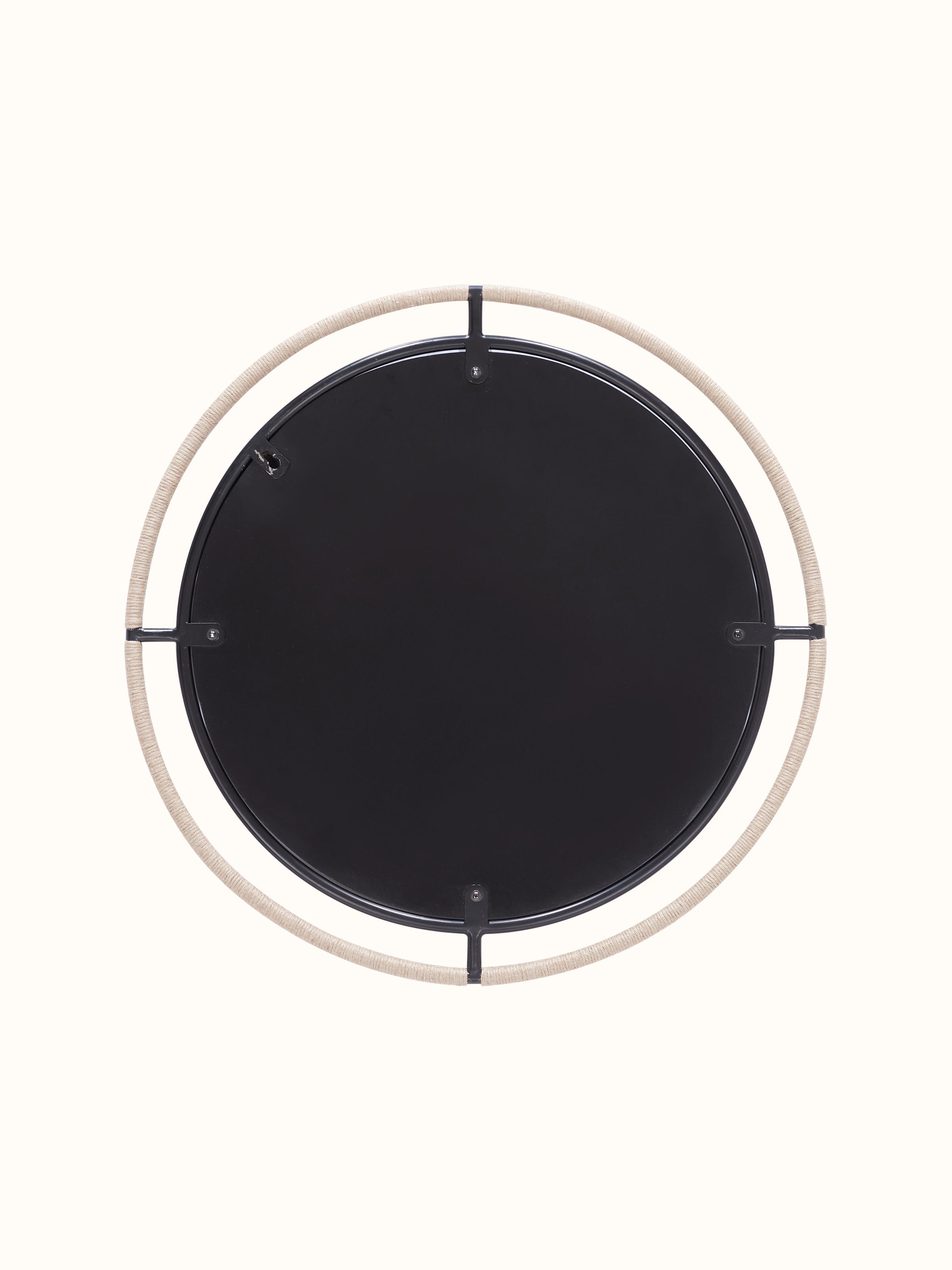Back view of Jute & Metal Frame Wall Mirror showcasing the clean lines and sturdy construction of the mirror's frame.