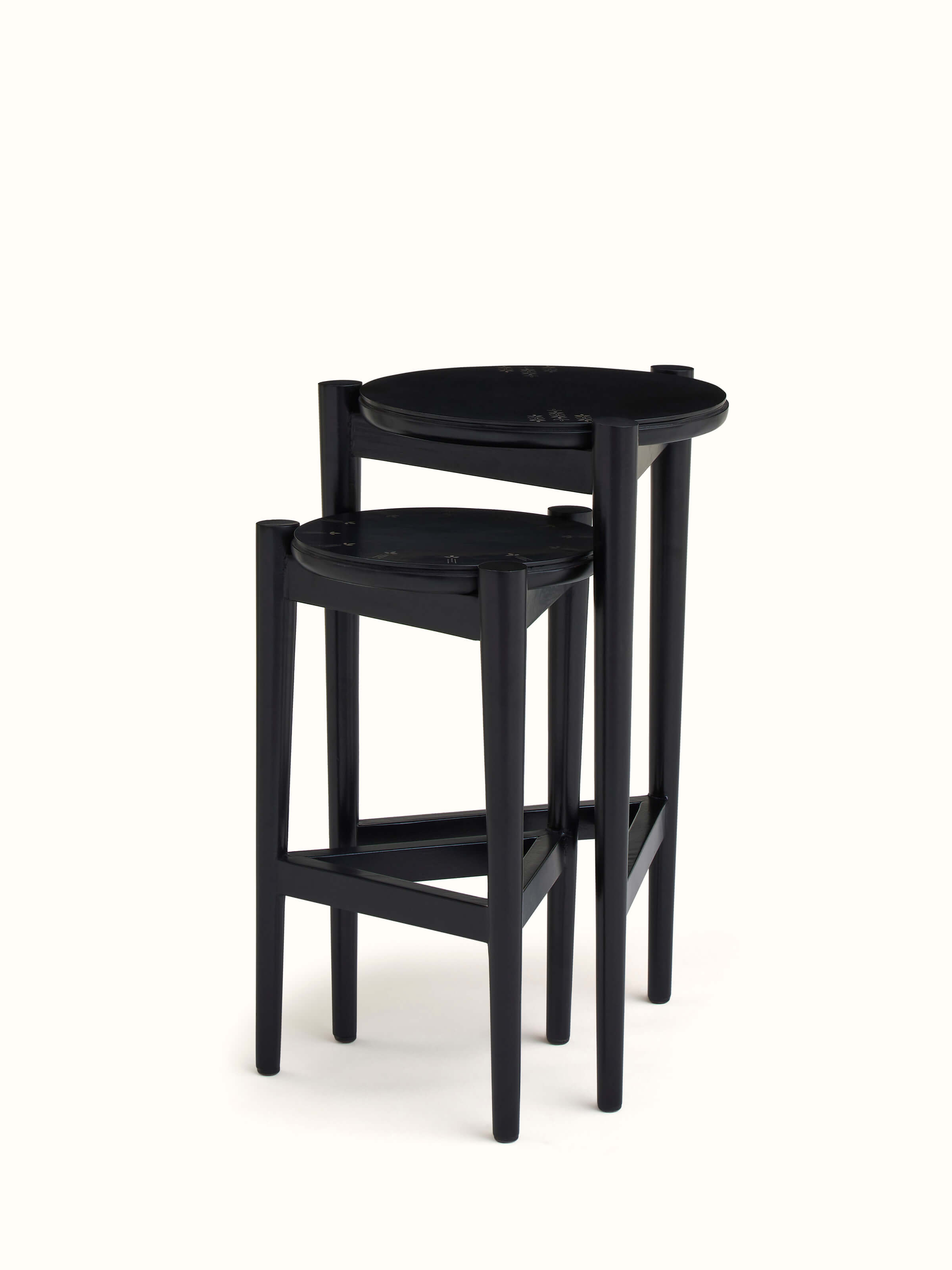 Mango Wood Bidri Nesting Tables (2 Pcs)