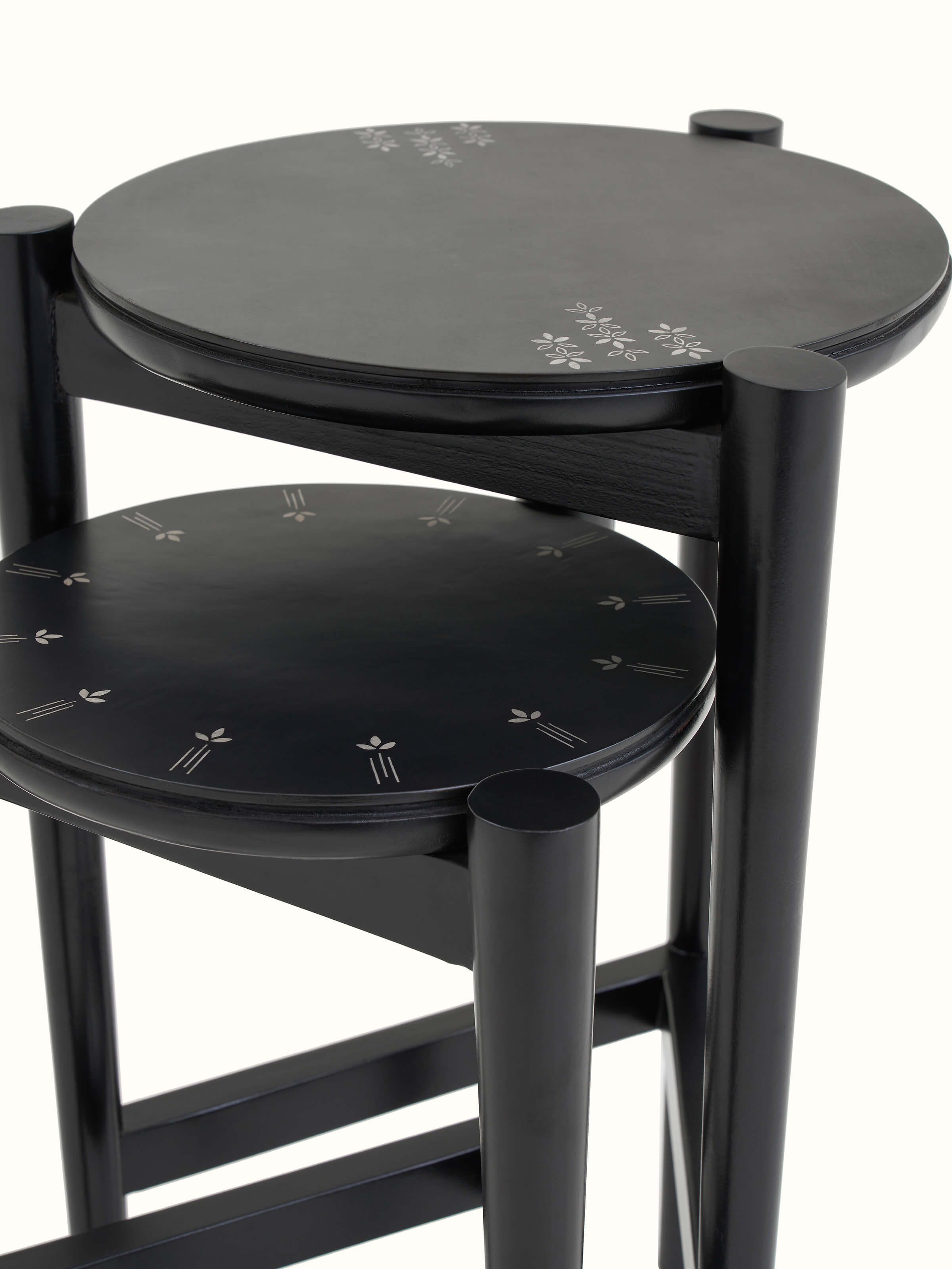 Mango Wood Bidri Nesting Tables (2 Pcs)