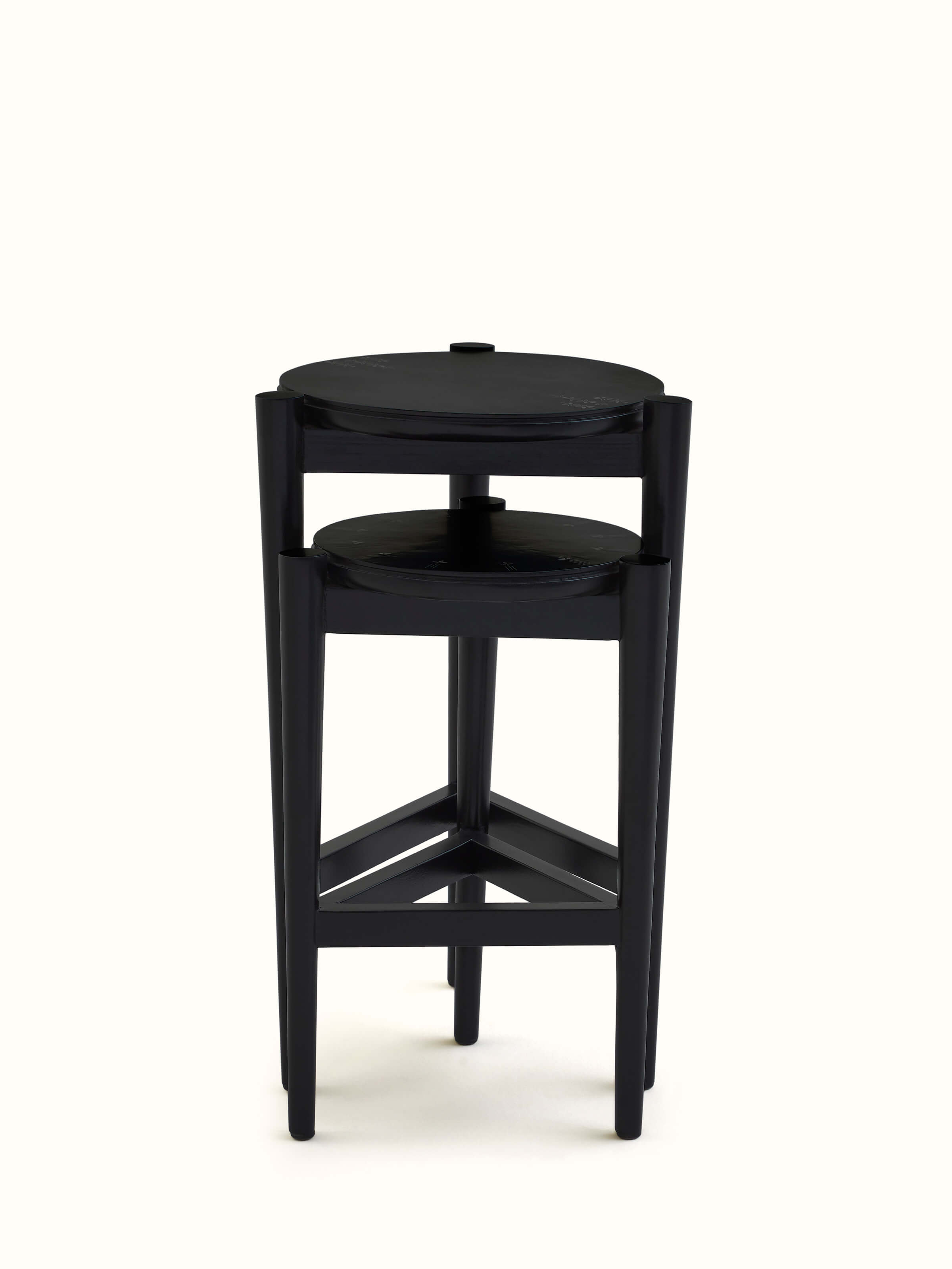 Mango Wood Bidri Nesting Tables (2 Pcs)