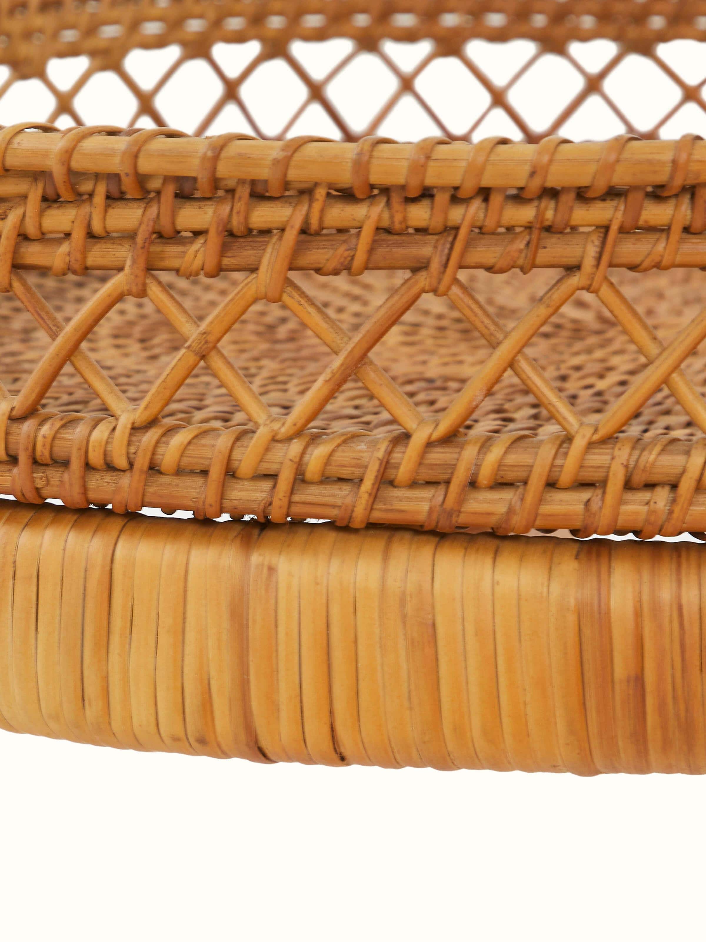 Top view of Cane Patio Table highlighting the round surface and cane material