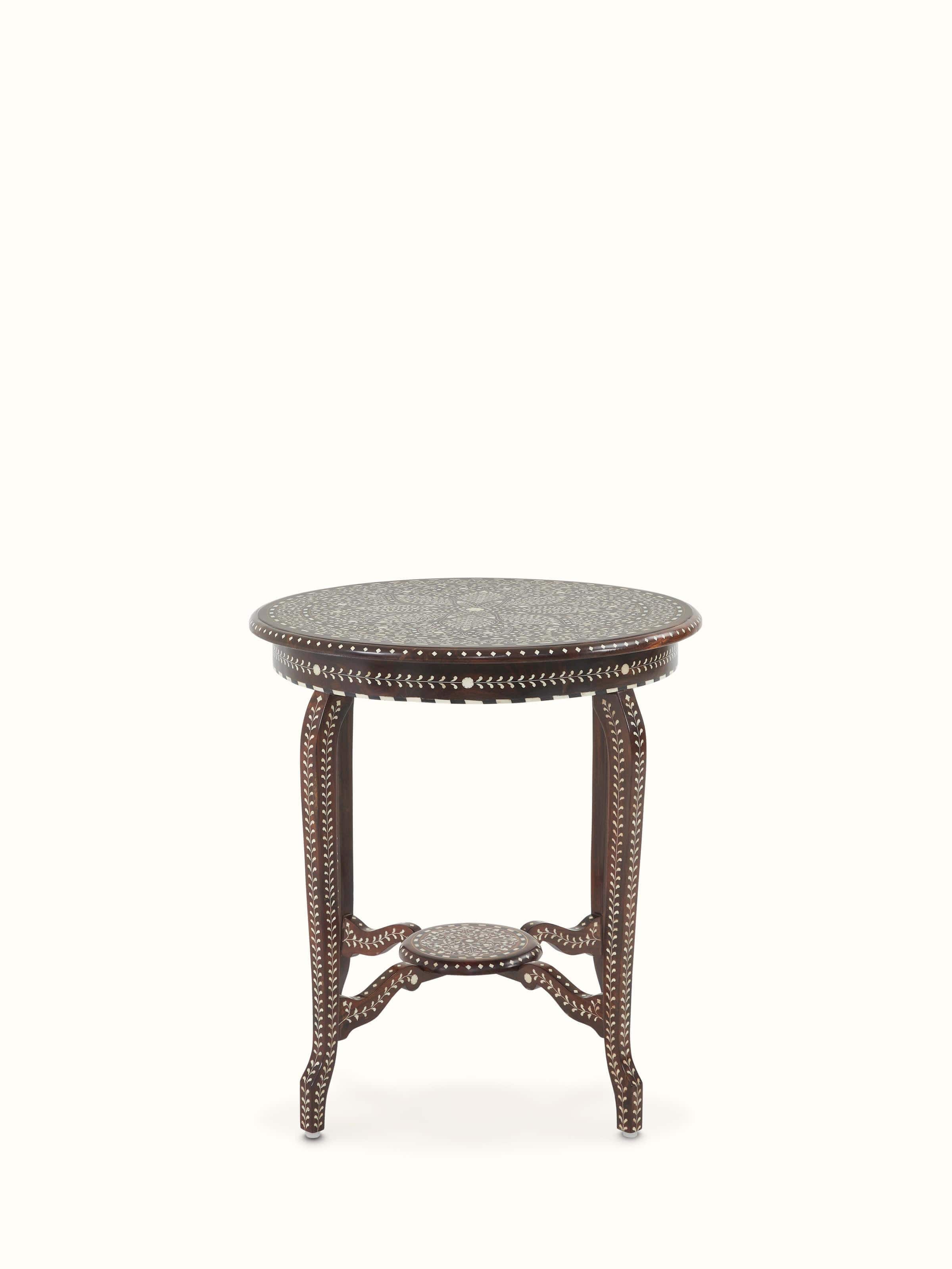 Sheesham Wood & Bone Inlay Patio Table