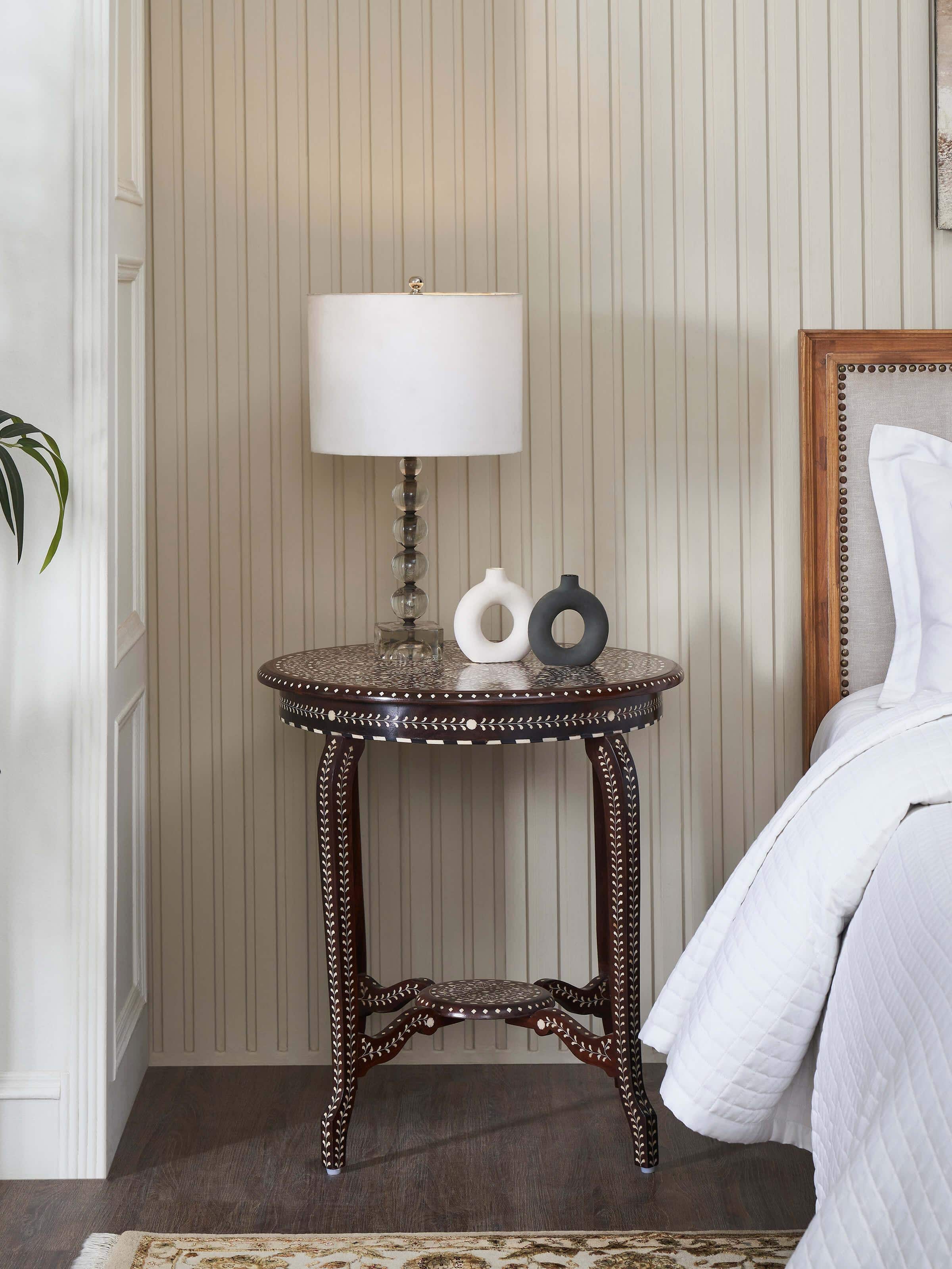 Sheesham Wood & Bone Inlay Patio Table