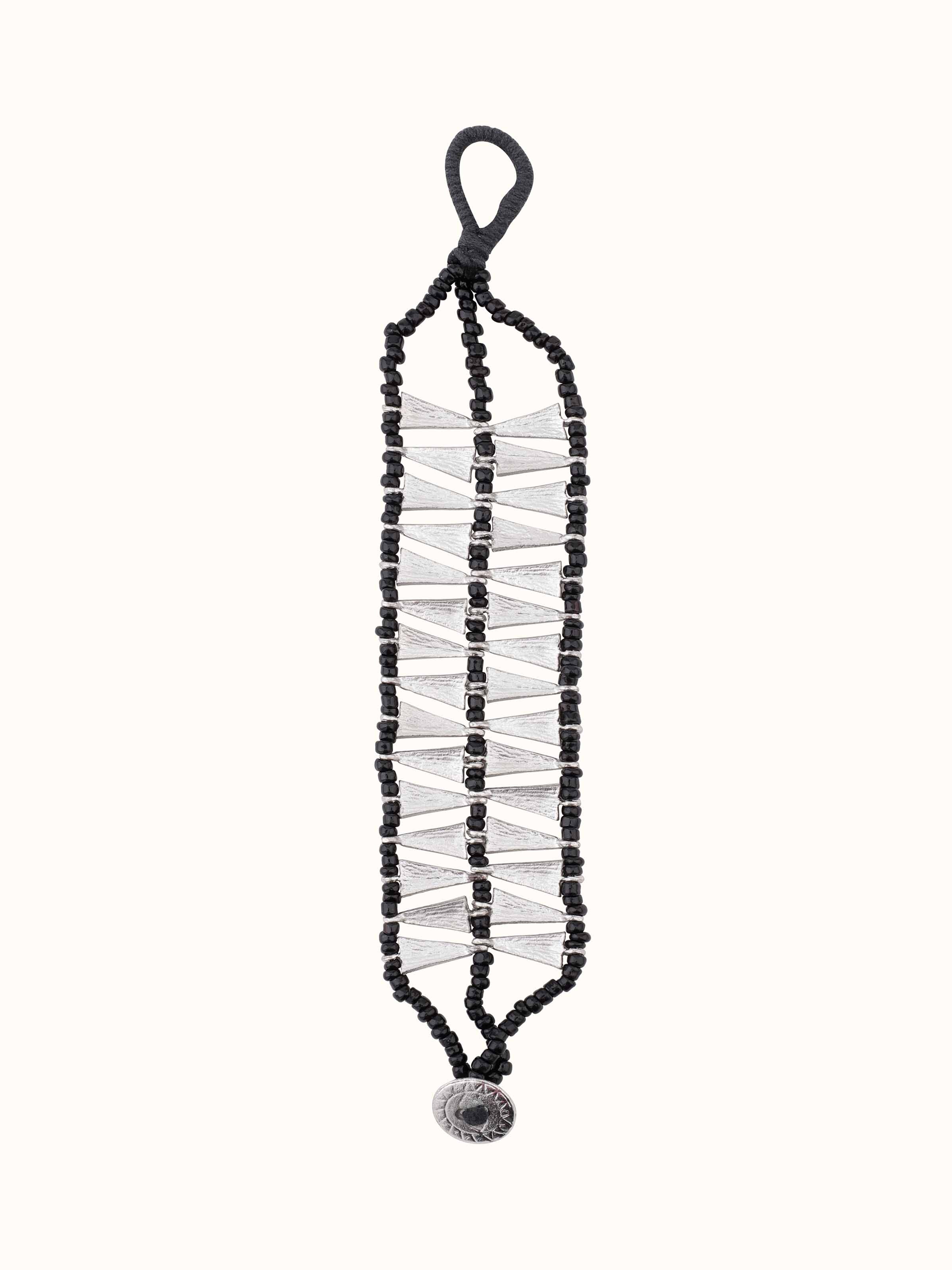 Front view of Handcrafted flexible bracelet featuring unique design and adaptable fit