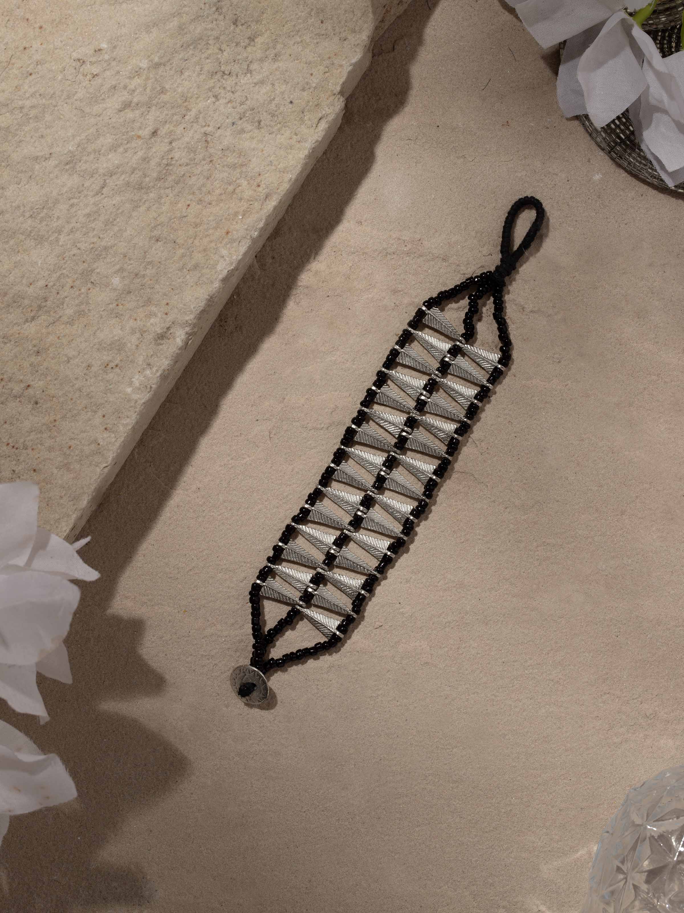 Close-up view of Handcrafted flexible bracelet highlighting intricate design and detailed craftsmanship