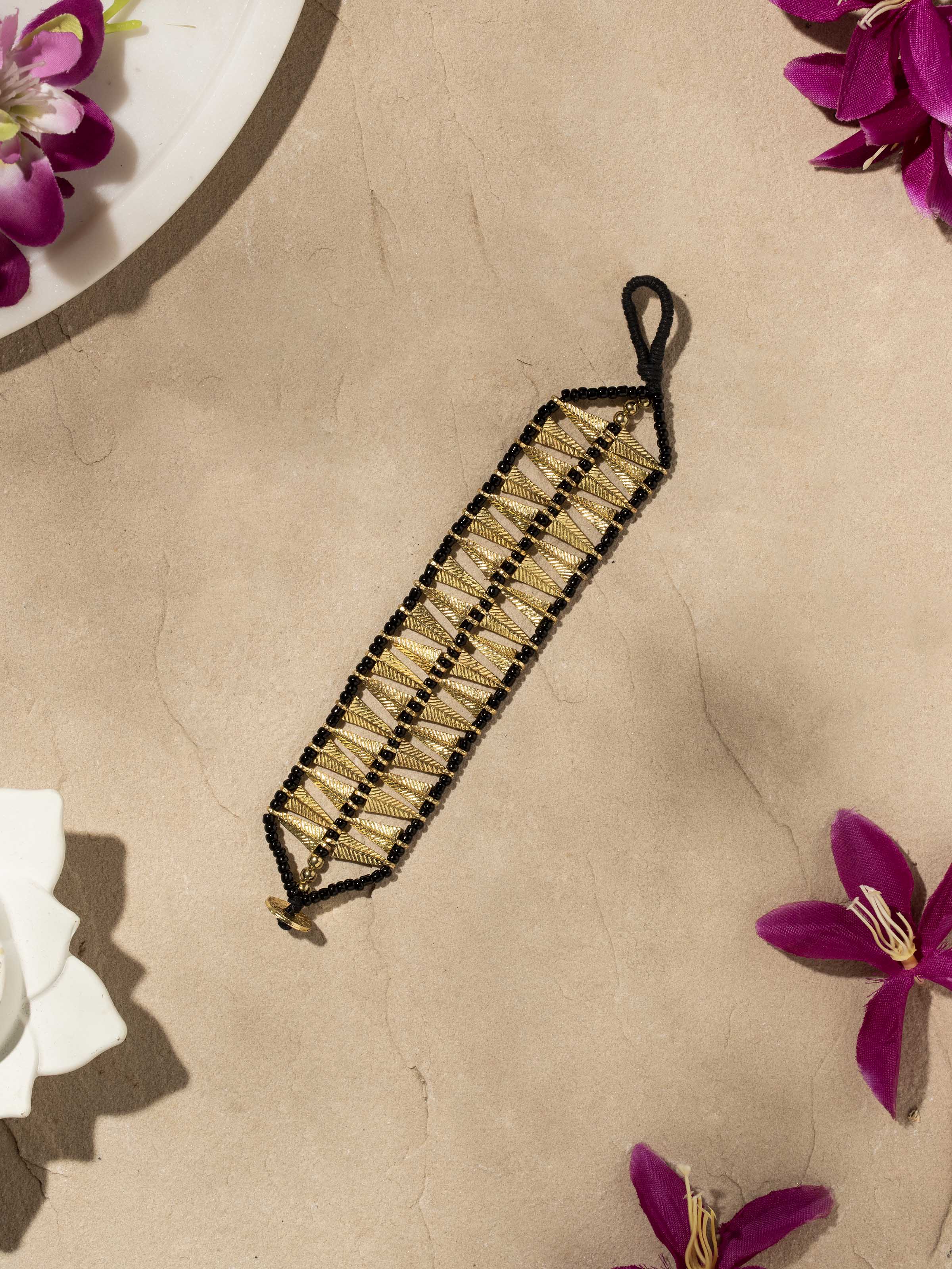 Side view of Handcrafted Flexible Bracelet highlighting its unique adjustable features.