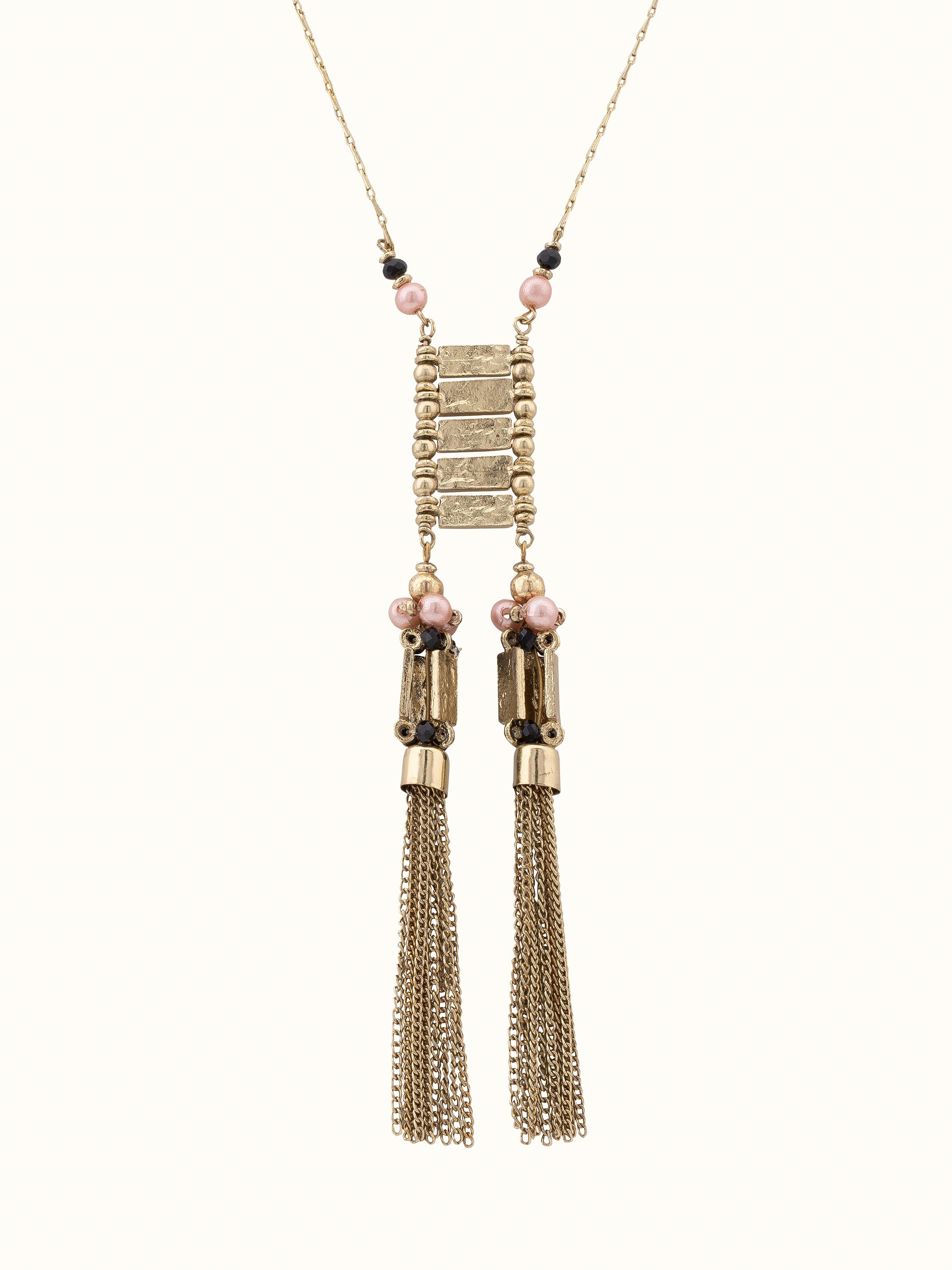 Front view of Handcrafted Long Necklace showcasing the intricate design and handcrafted details.