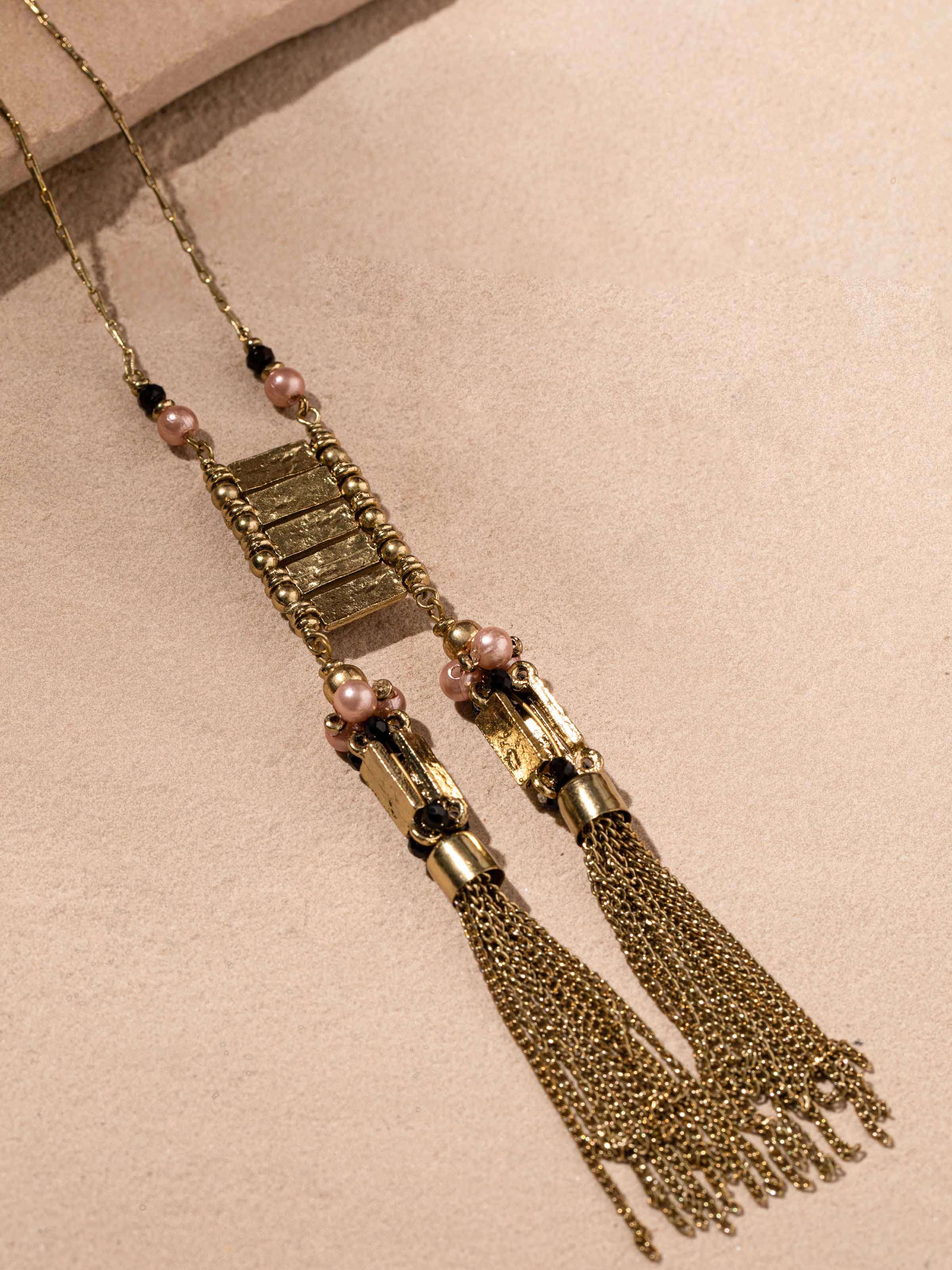 Detailed view of Handcrafted Long Necklace emphasizing intricate design and craftsmanship.
