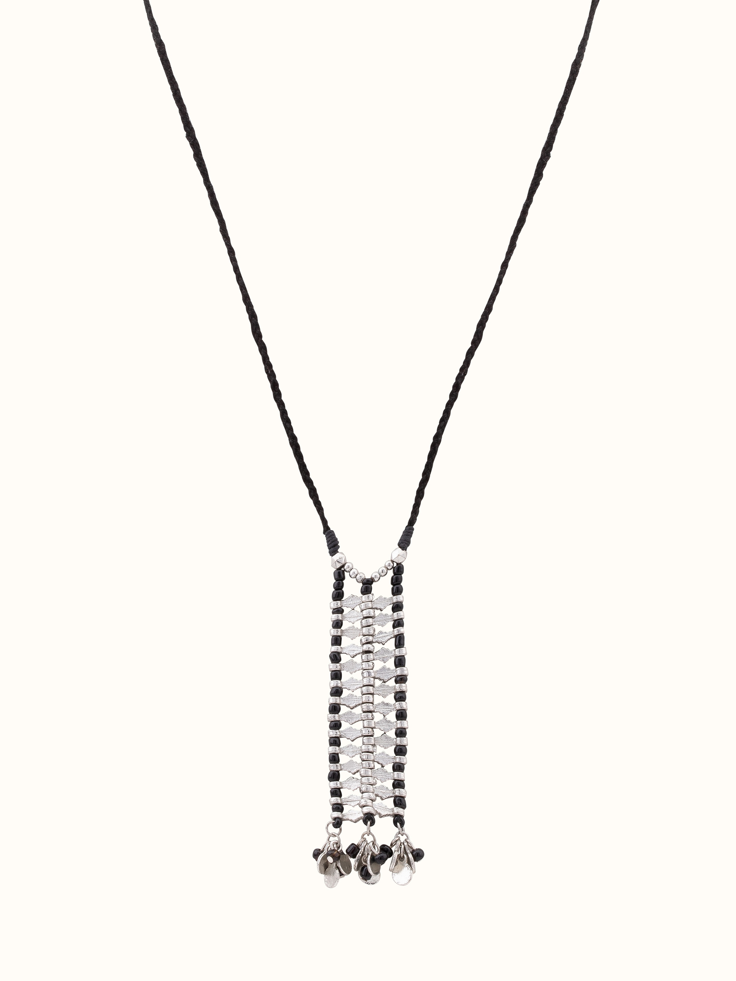 Front view of Handcrafted Long Necklace showcasing its intricate design and craftsmanship.