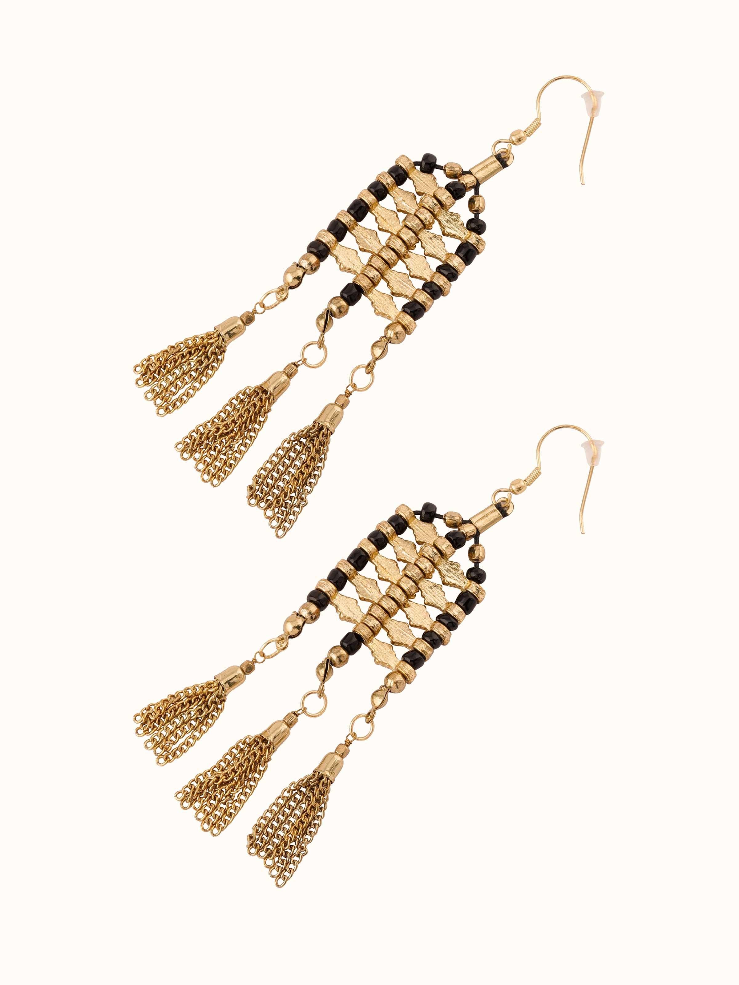 Detailed view of Handcrafted Drop Earrings focusing on the fine detailing and design.