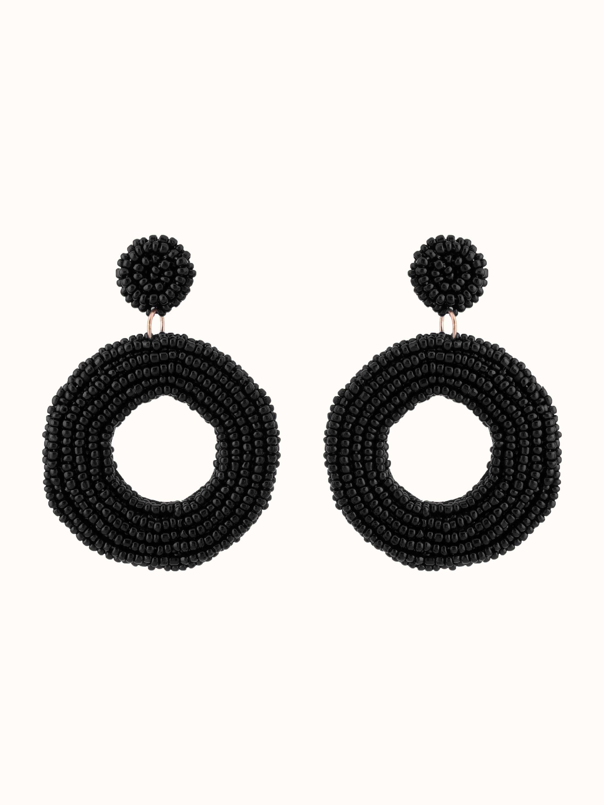 Front view of Handcrafted drop earrings highlighting their elegant design and unique craftsmanship