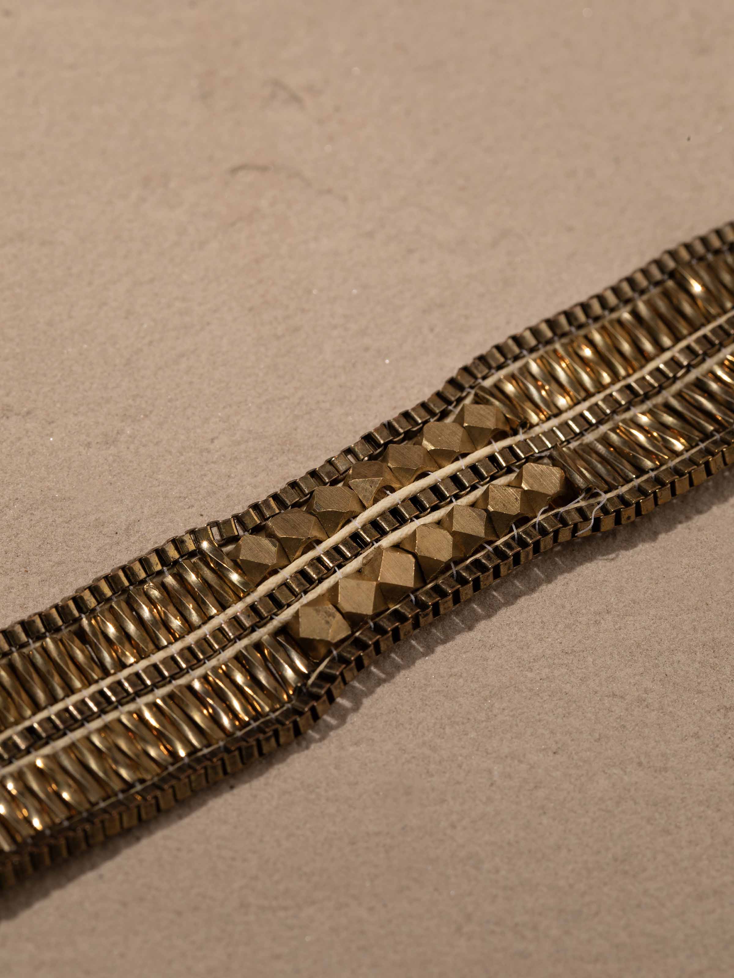 Detailed view of Handcrafted Flexible Bracelet from a distance to highlight the full design and finish.