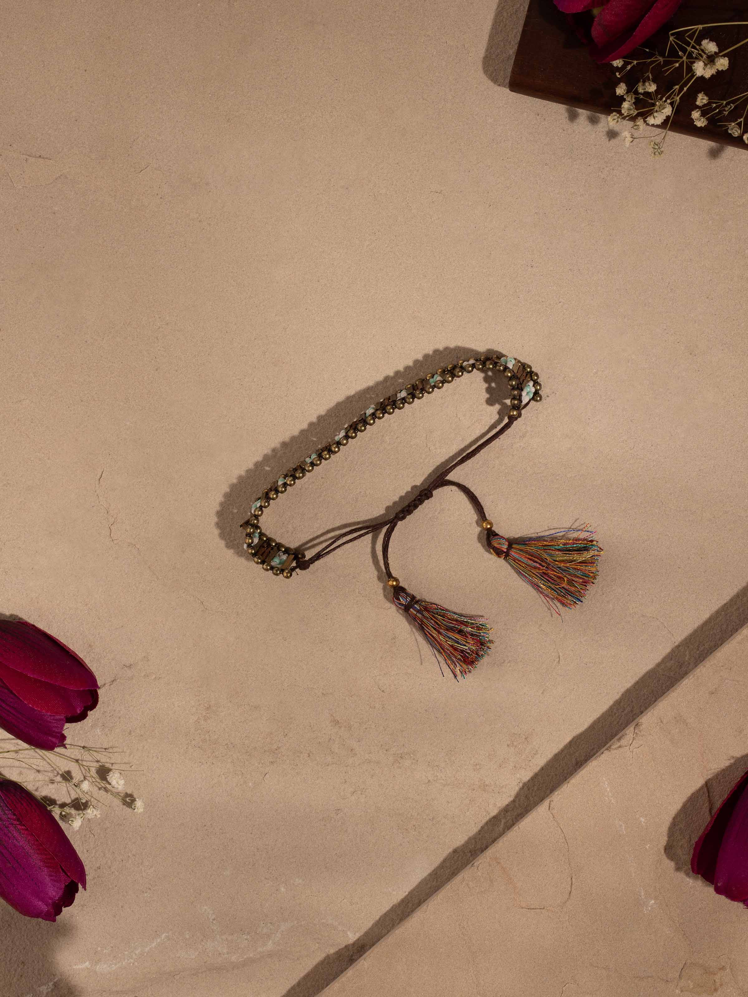 Close-up of Handcrafted Flexible Bracelet focusing on its unique texture and detailed work.