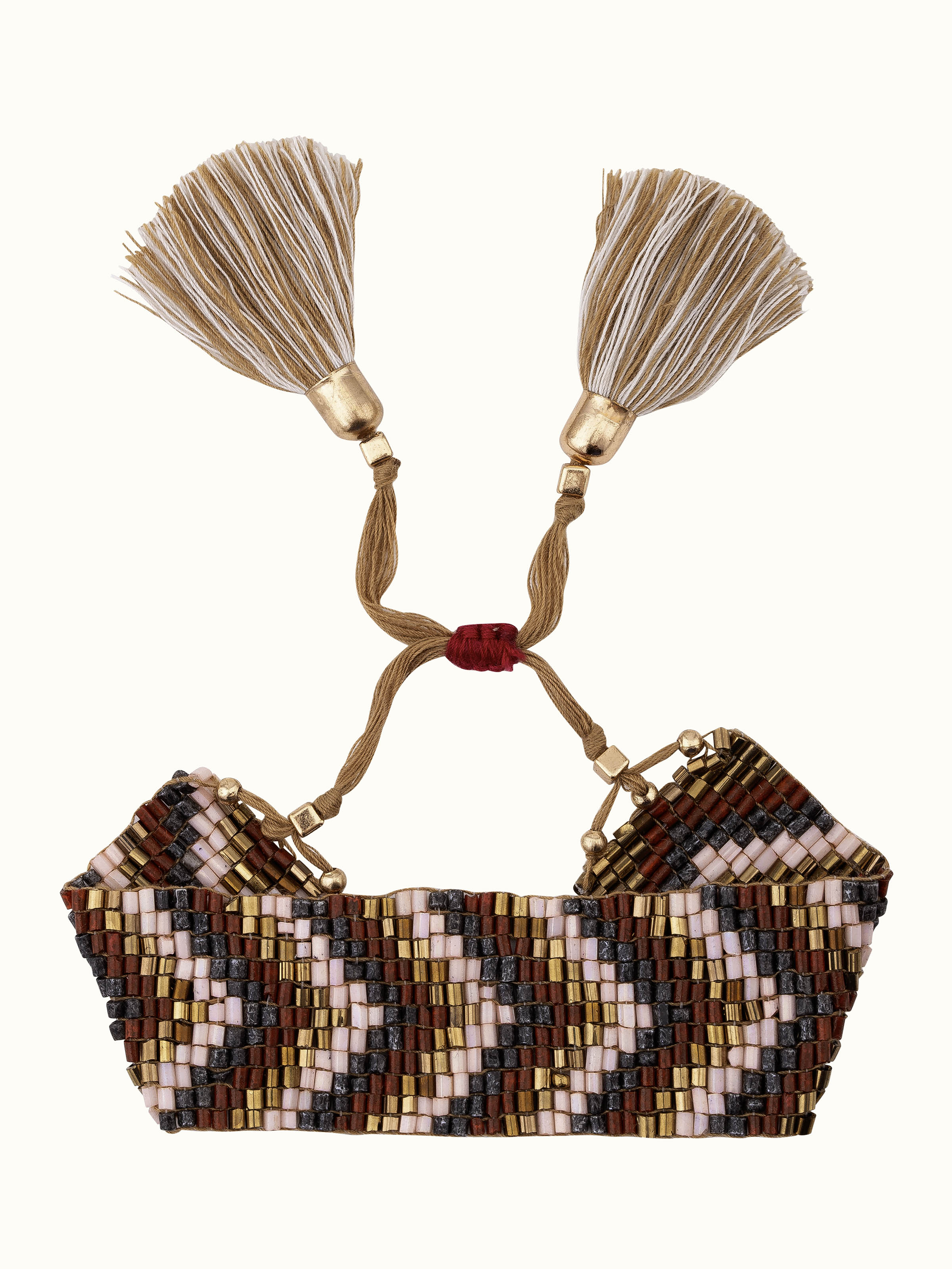 Front view of handcrafted flexible bracelet showcasing its unique design and craftsmanship.