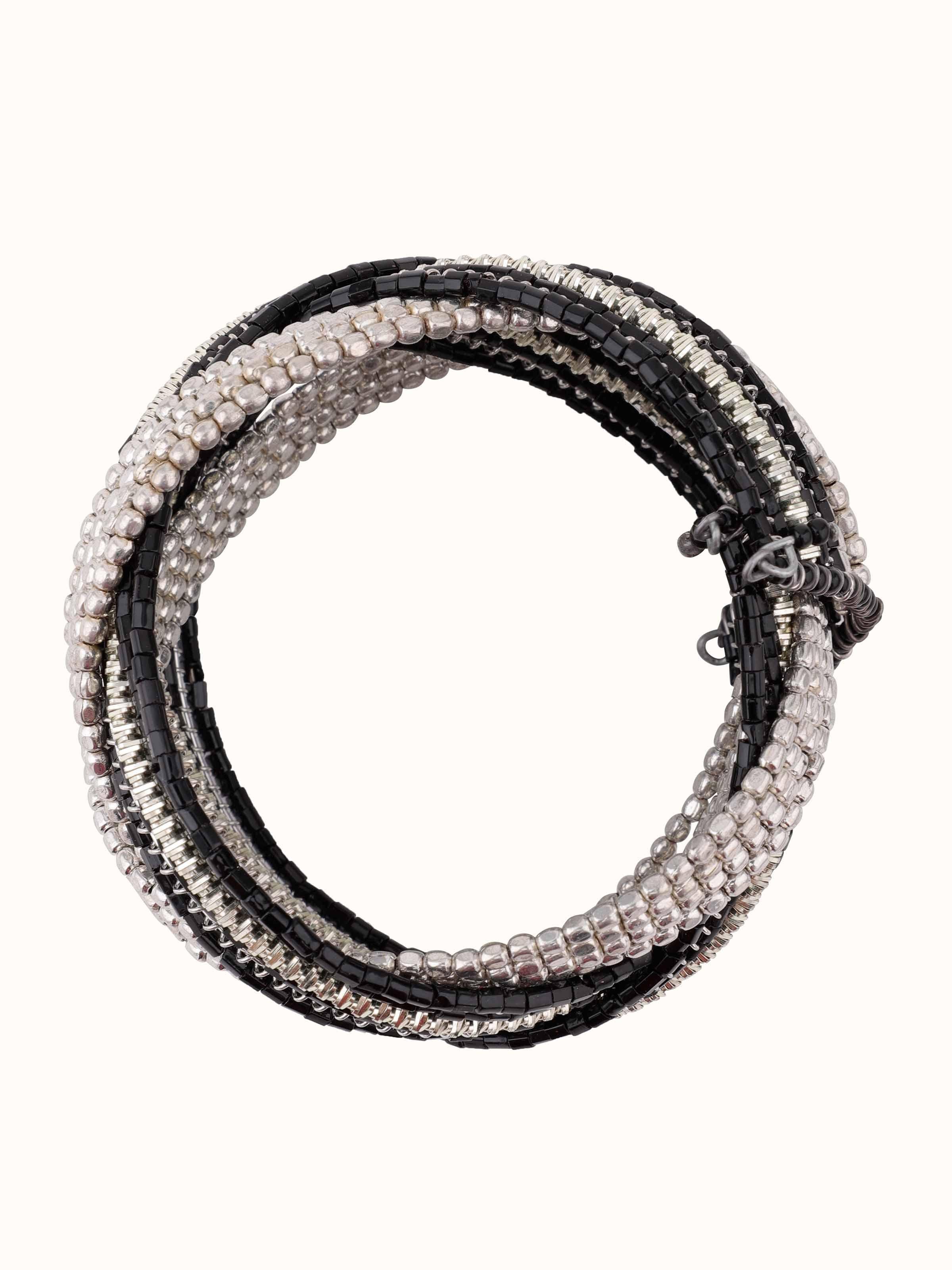 Front view of handcrafted flexible bracelet featuring a stylish and adjustable design.