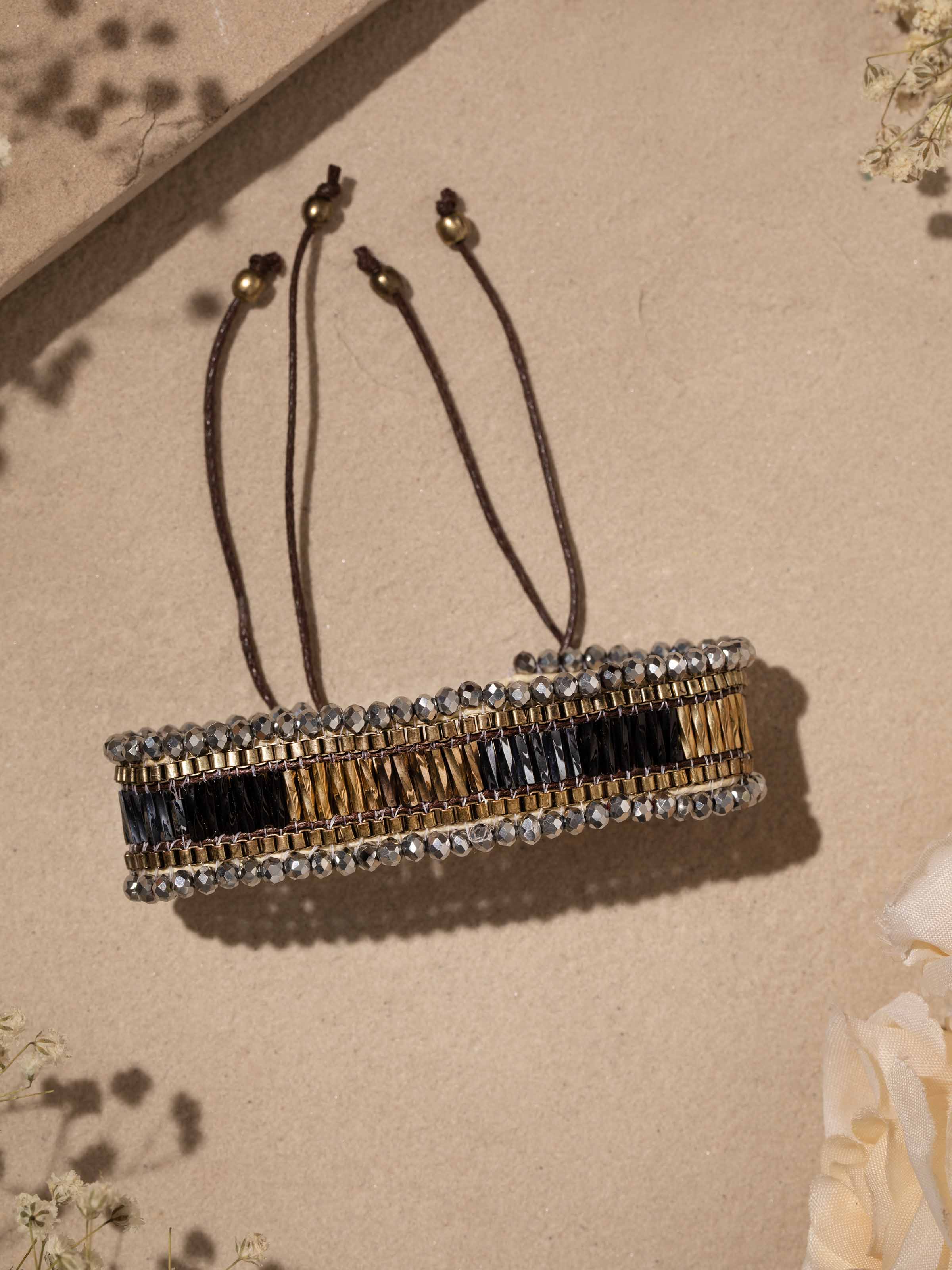 Close-up view of Handcrafted Flexible Bracelet emphasizing the intricate details and unique design.