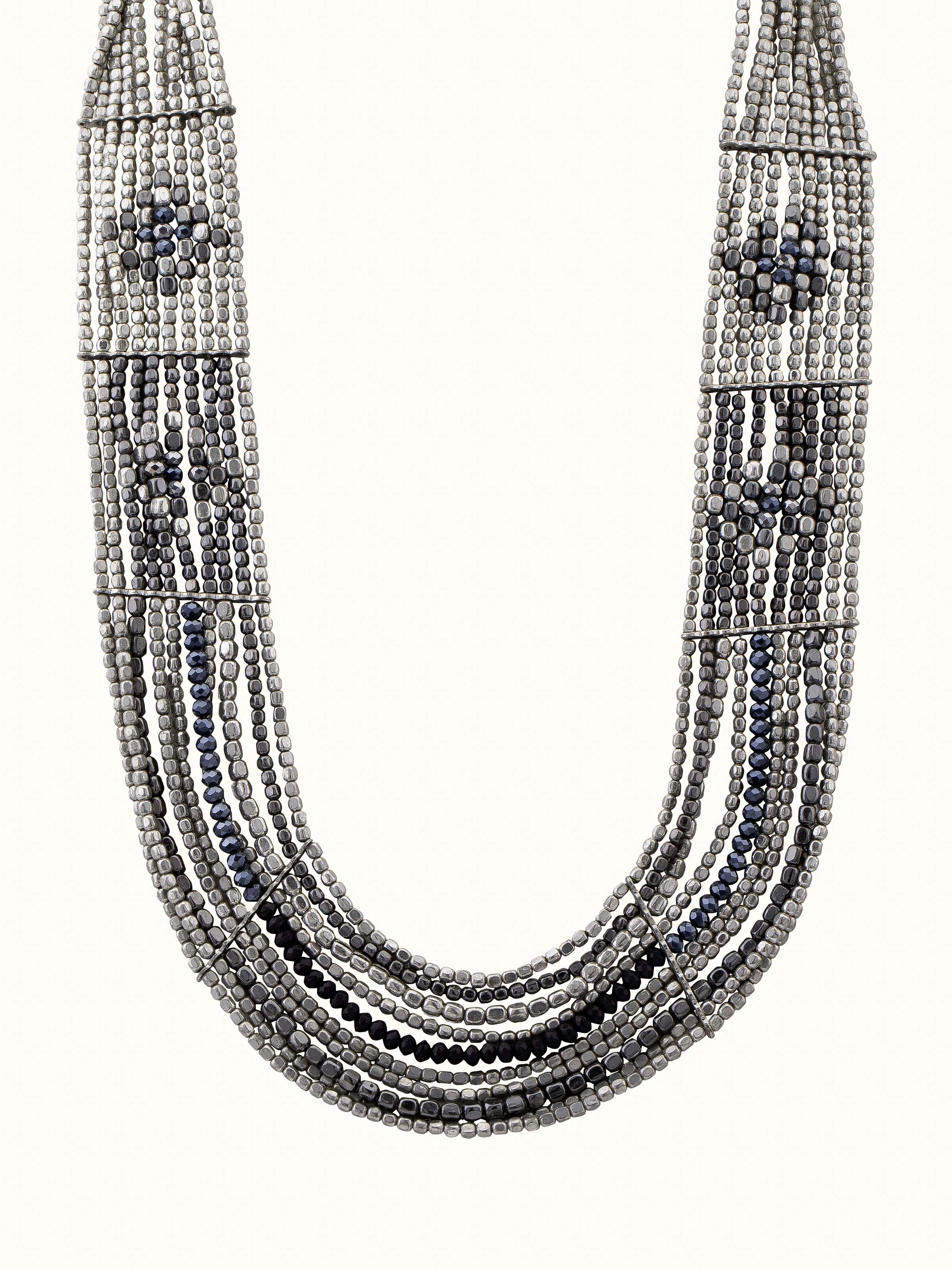 Front view of Handcrafted Long Necklace with intricate beadwork and elegant design.
