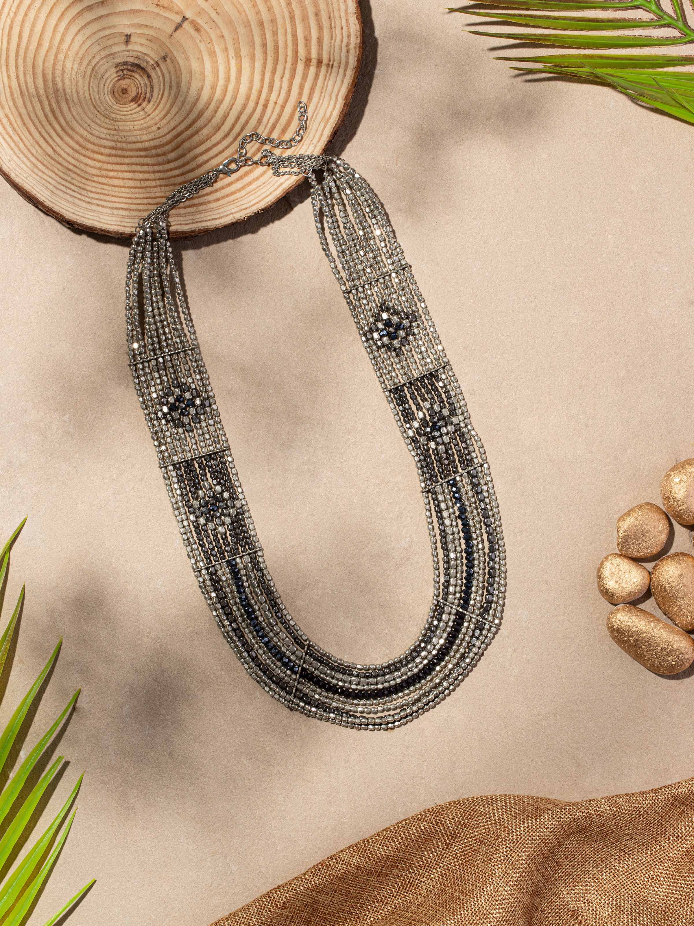 Close-up view of Handcrafted Long Necklace showcasing the intricate beadwork and high-quality finish.