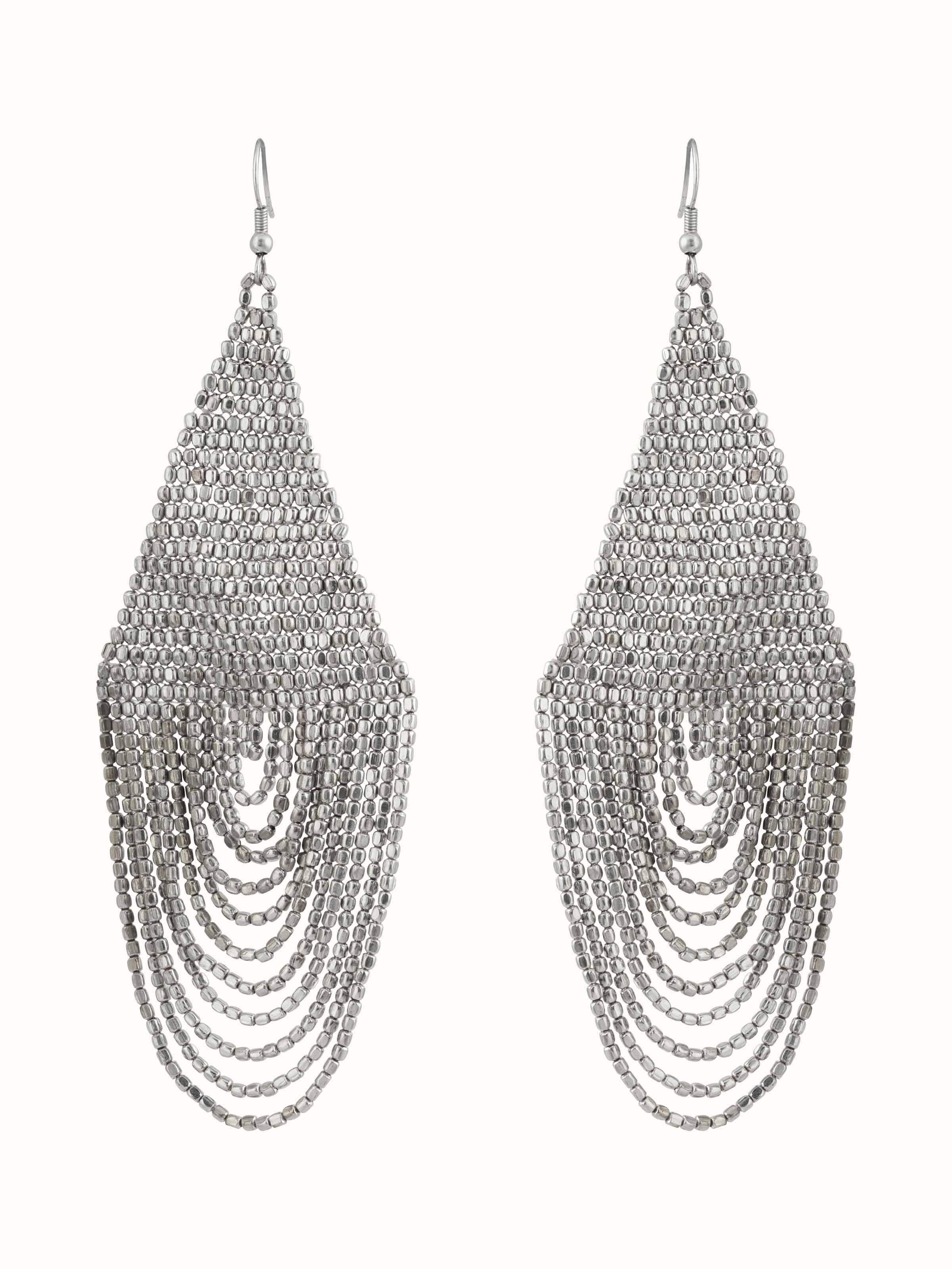 Overhead view of Handcrafted Drop Earrings featuring exquisite handmade detailing and design.