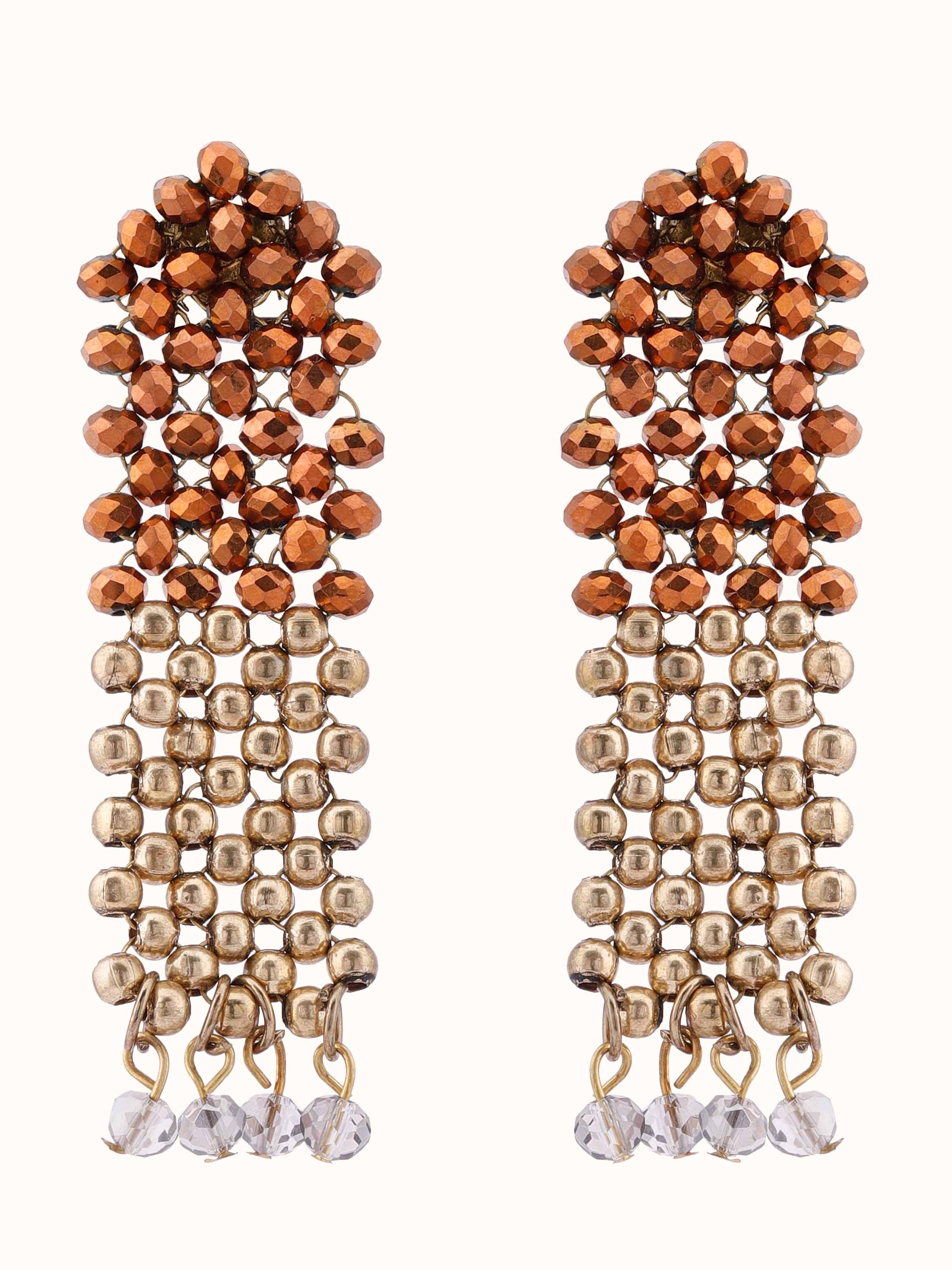 Front view of Handcrafted Drop Earrings featuring intricate design and detailed metalwork with an elegant drop style.