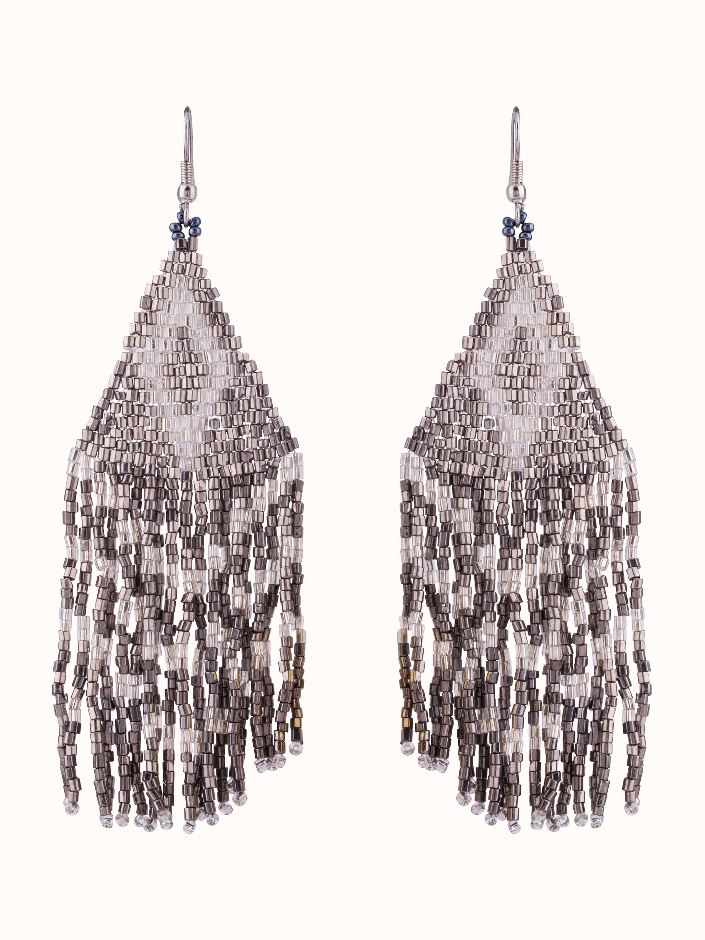 Front view of Handcrafted Drop Earrings showcasing vibrant colors and artisan design