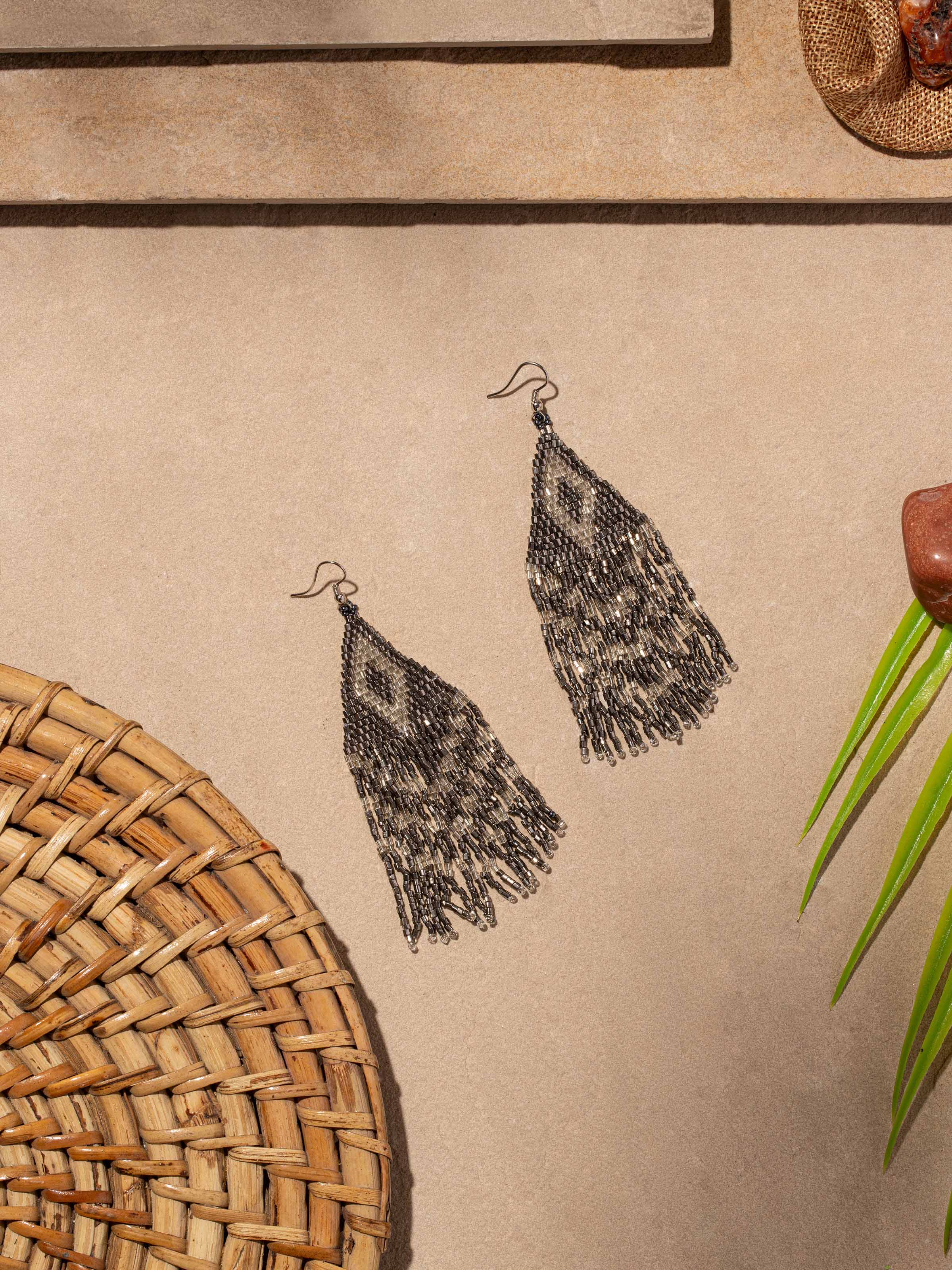 Side view of Handcrafted Drop Earrings highlighting their elegant drop shape and design