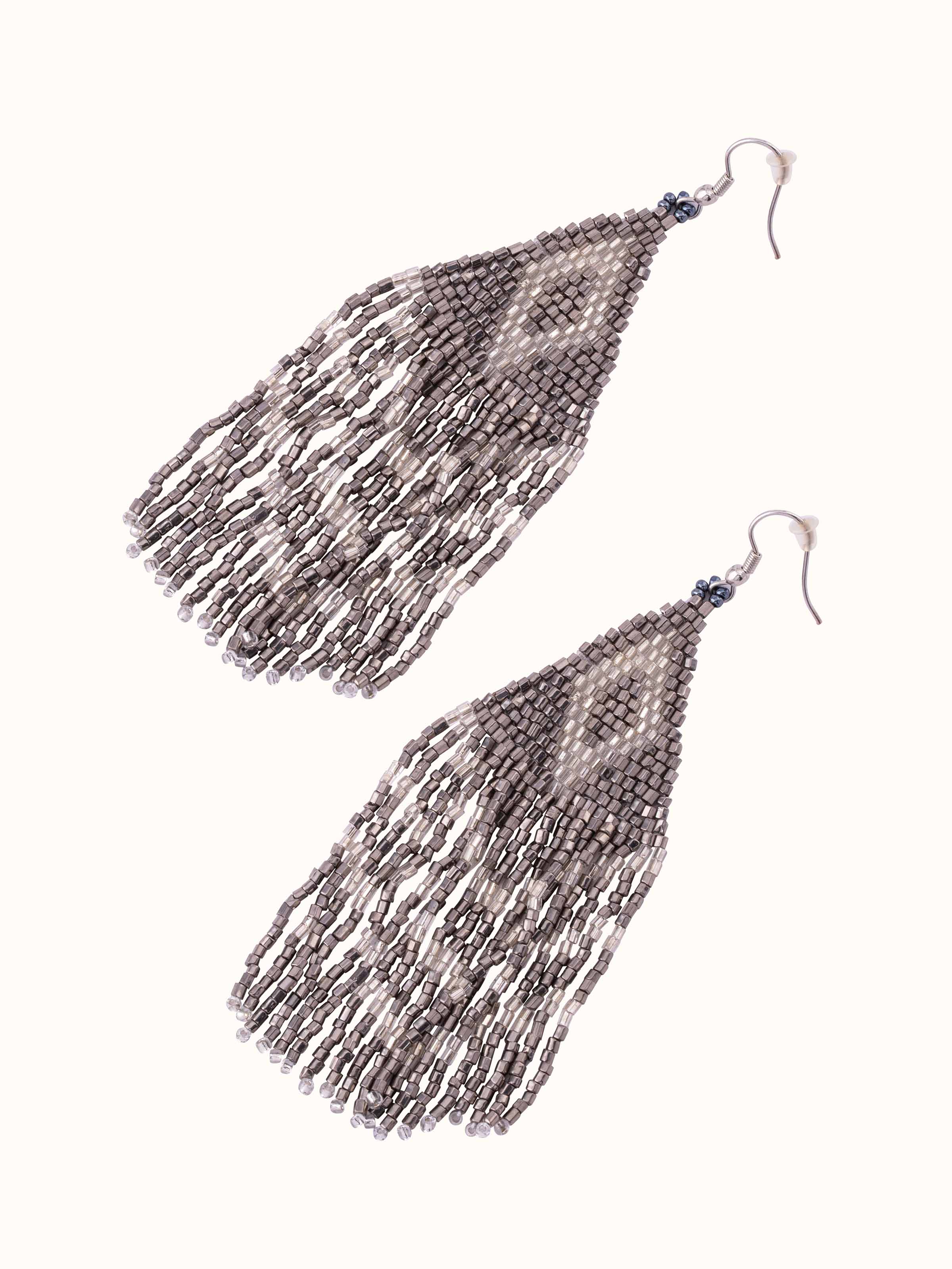 Overhead view of Handcrafted Drop Earrings emphasizing their overall design and intricate details