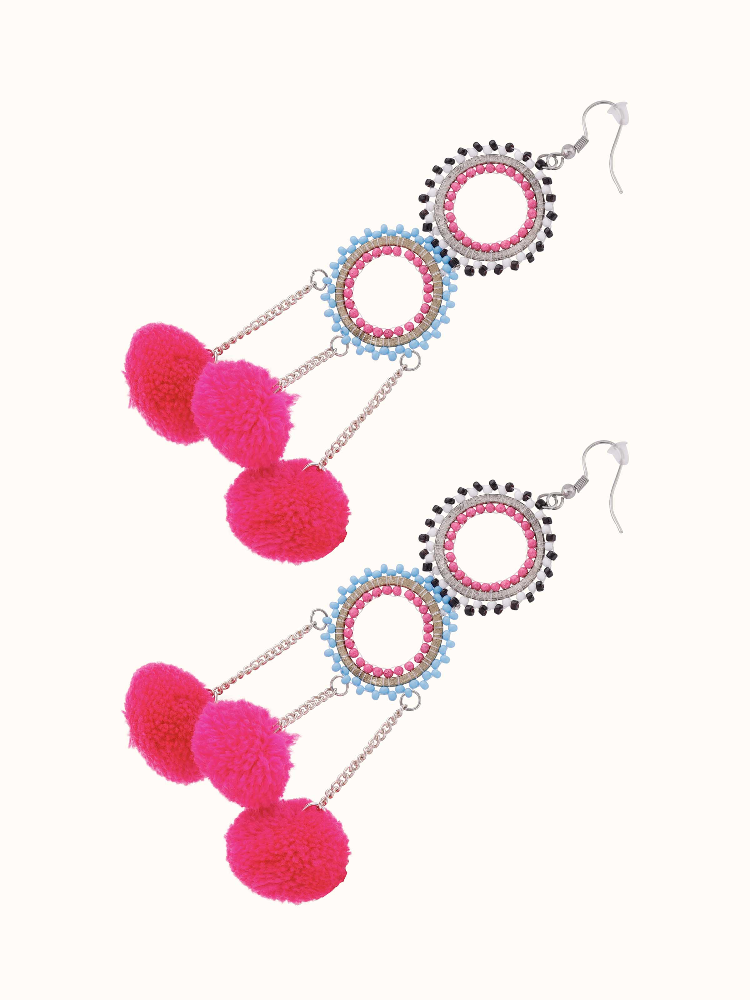 Detailed view of glass flamework silver long necklace focusing on the craftsmanship of glasswork.