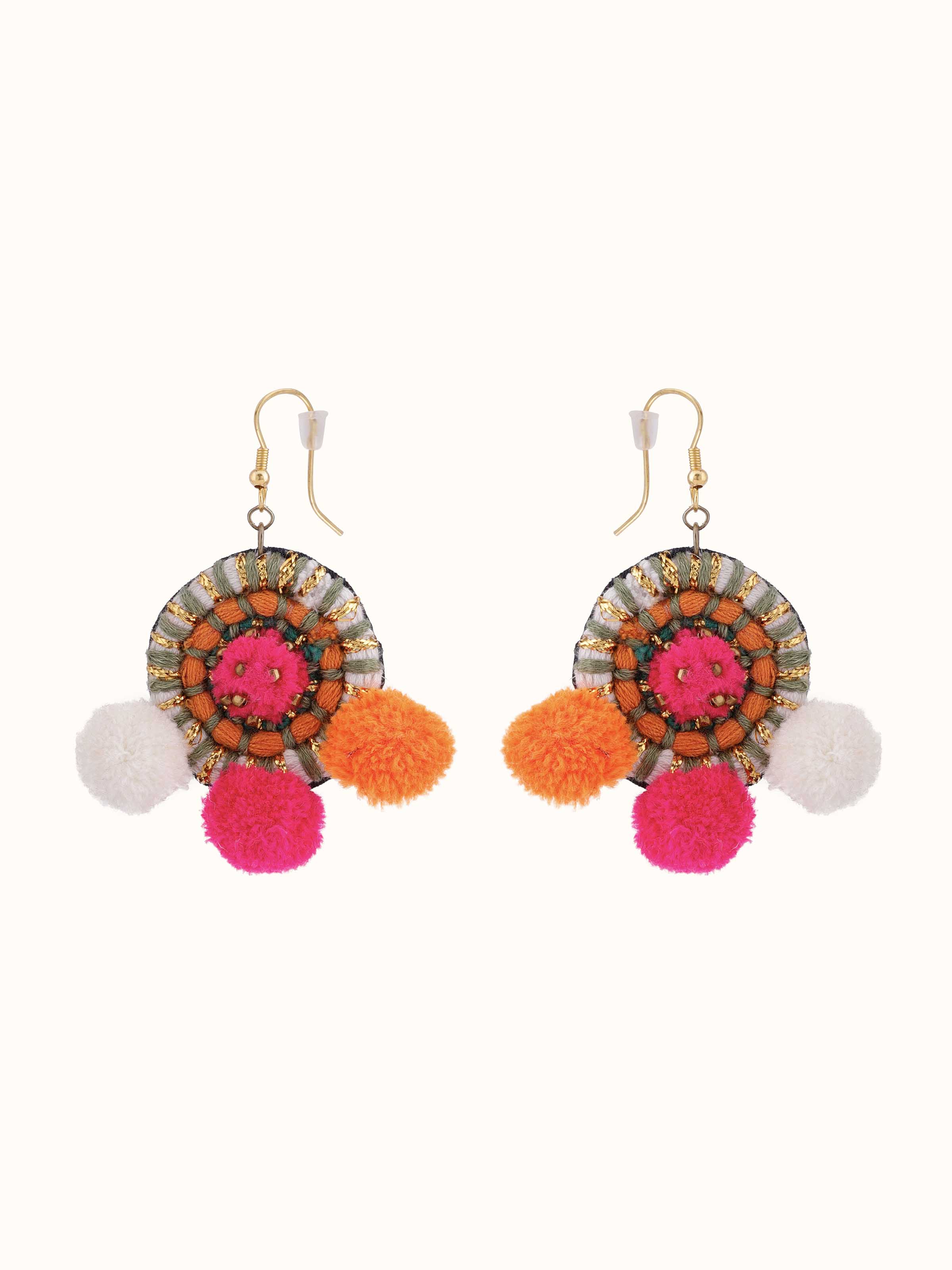 Front view of Handcrafted Drop Earrings showcasing unique design and artisanal craftsmanship.