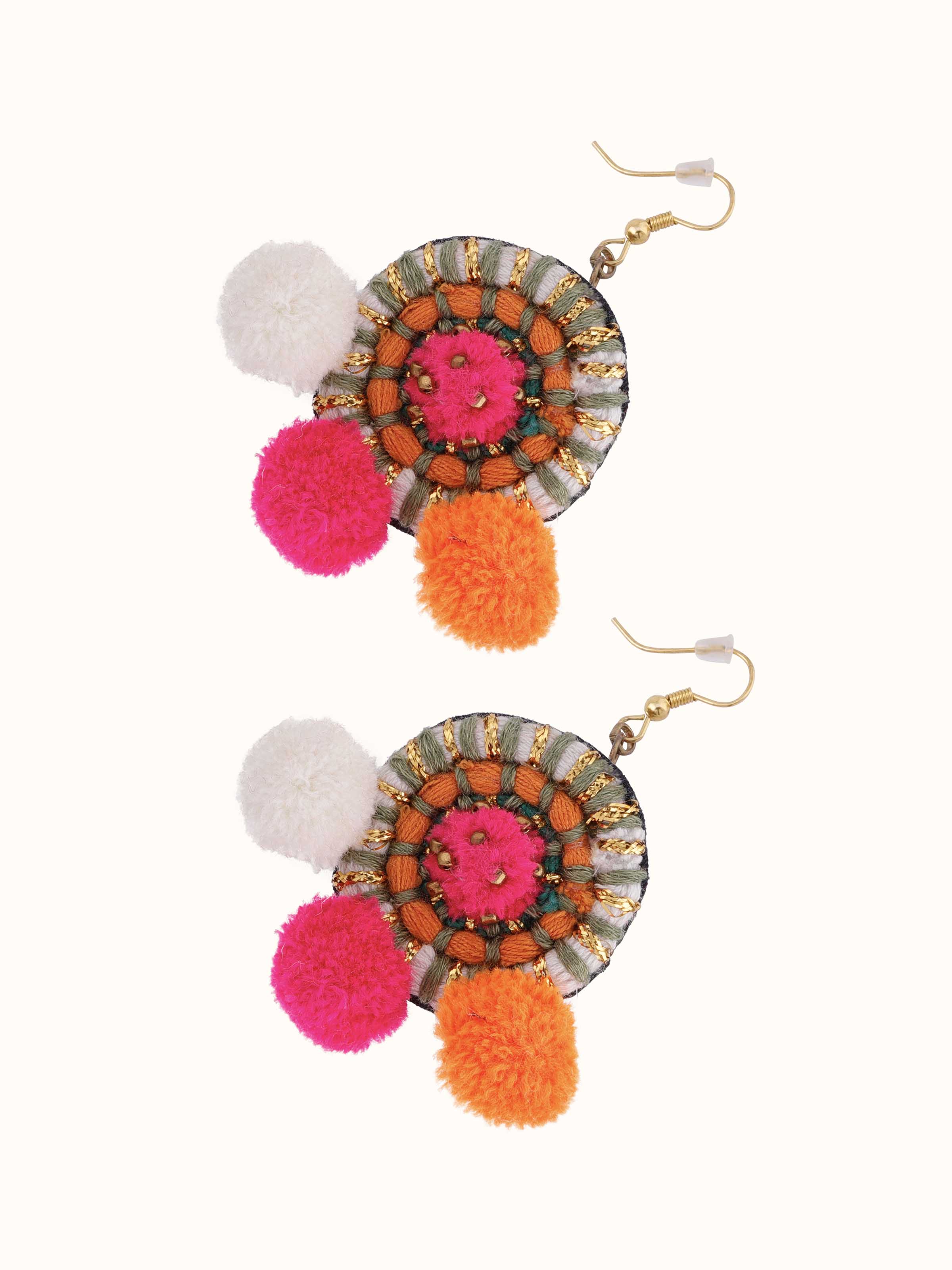 Angled view of Handcrafted Drop Earrings emphasizing the unique design and handcrafted elements.