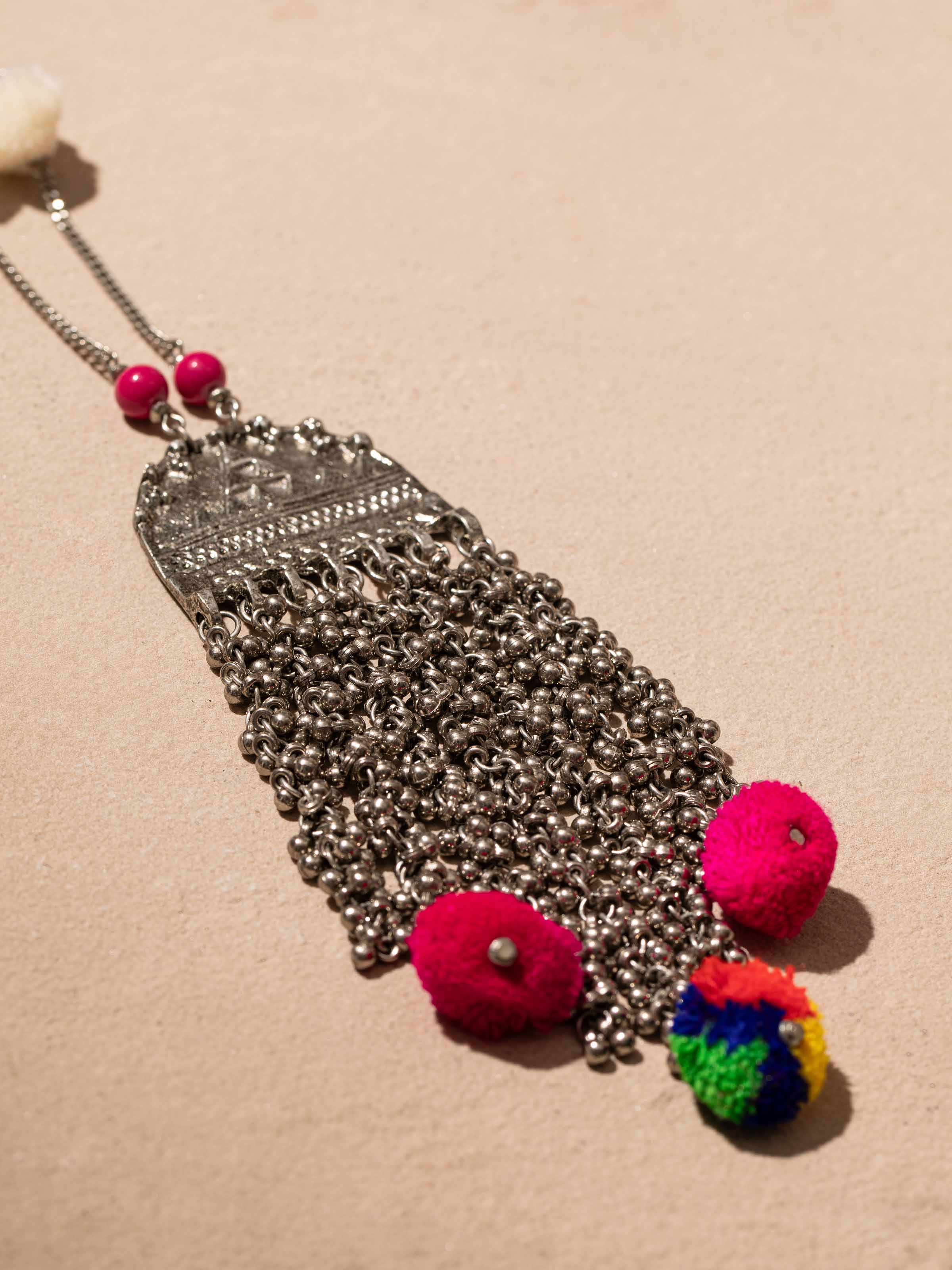 Detailed view of Handcrafted Long Necklace focusing on the craftsmanship and intricate details.