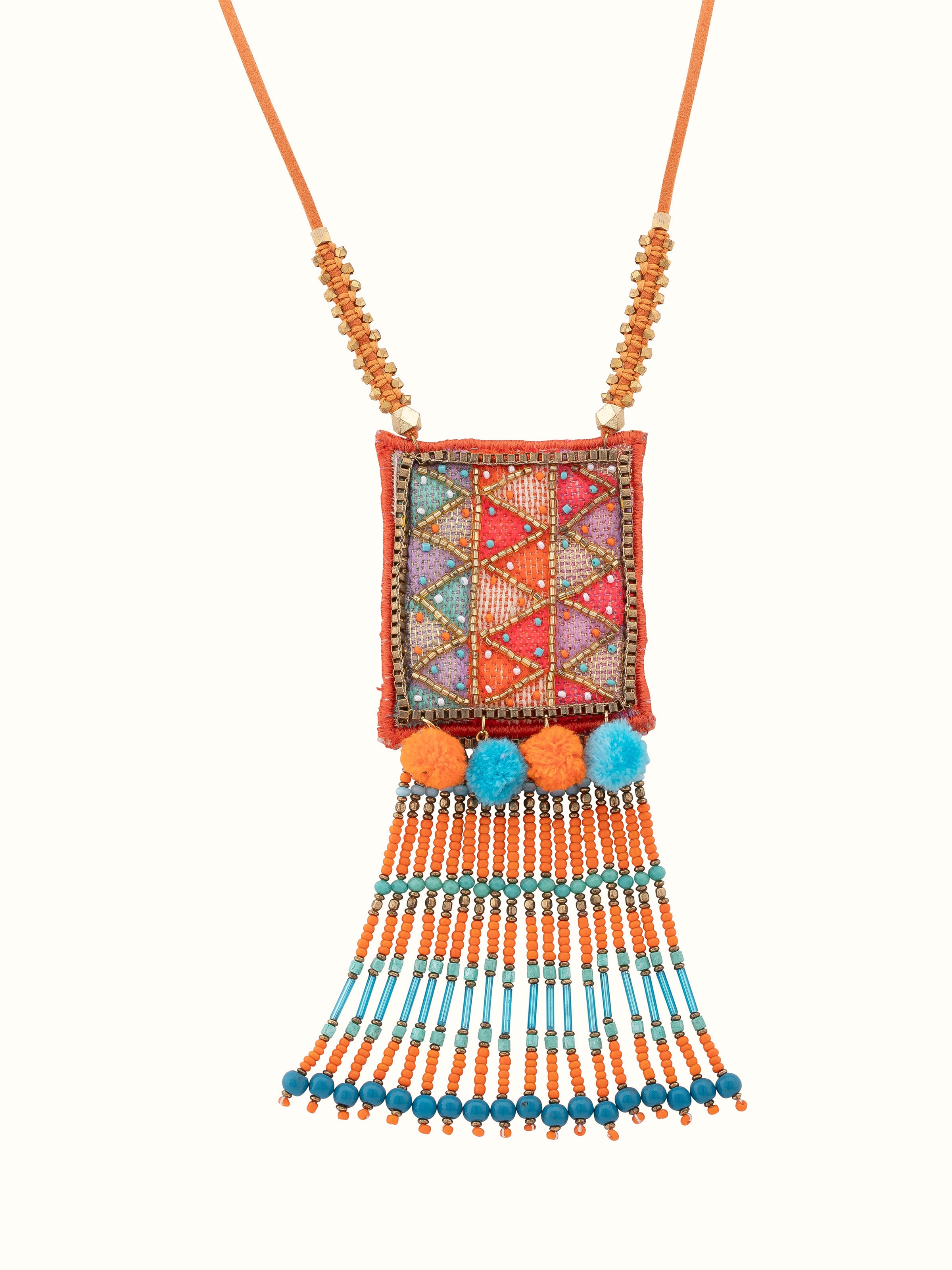 Front view of Handcrafted Long Necklace showcasing the intricate design and craftsmanship.