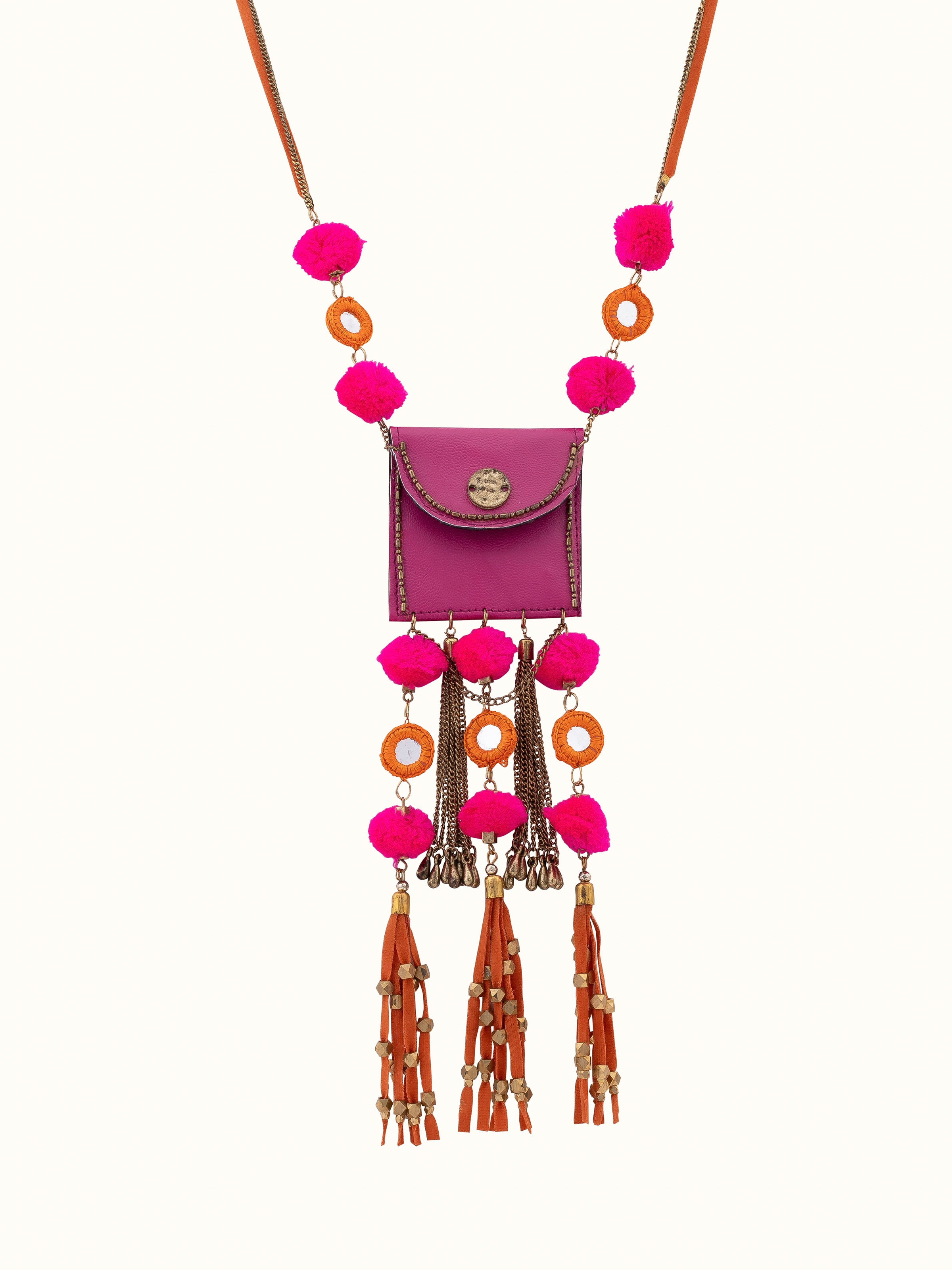 Overhead view of Handcrafted Long Necklace showcasing intricate design and artisanal craftsmanship.