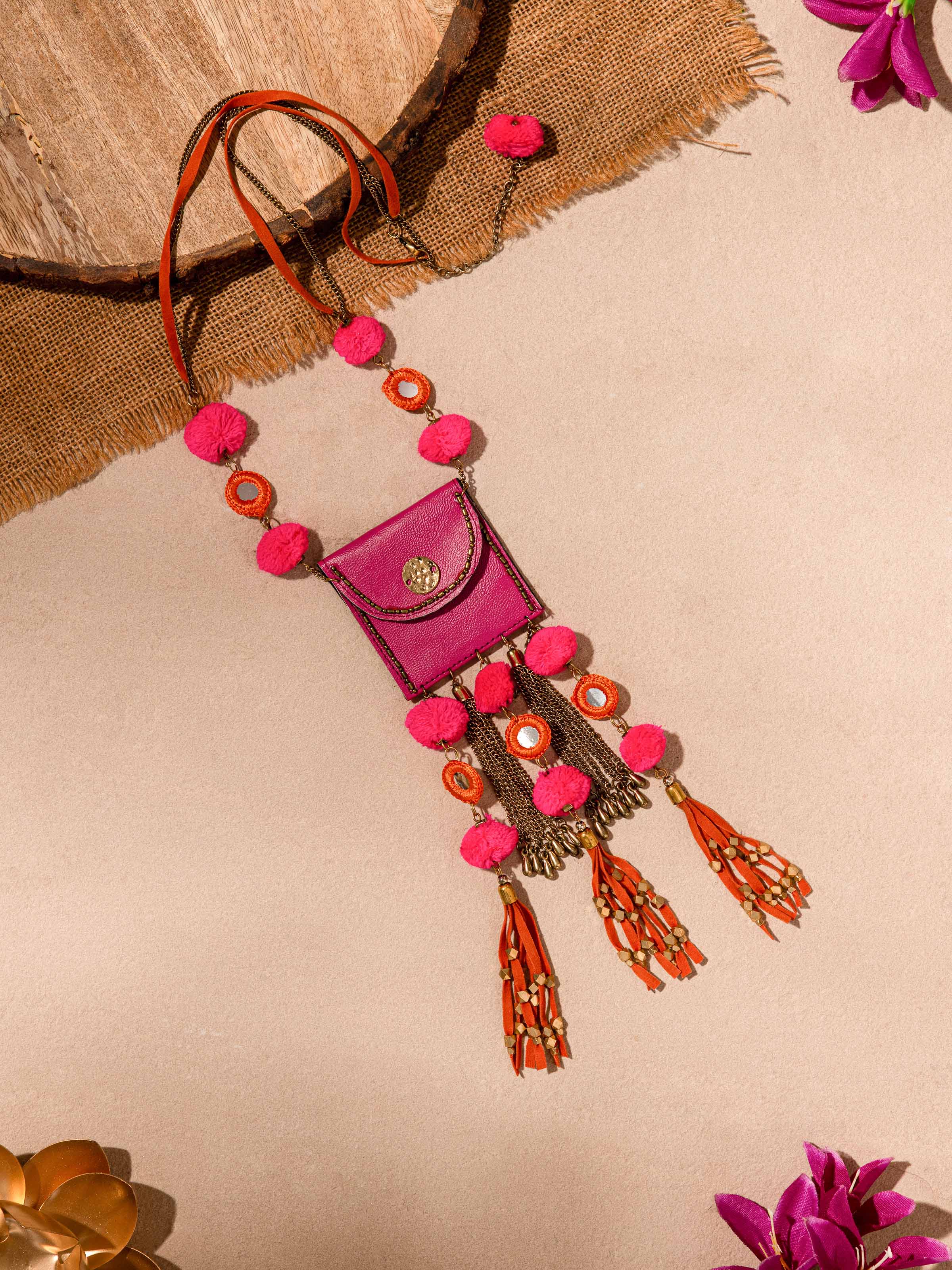 Close-up view of Handcrafted Long Necklace emphasizing fine details and unique design elements.