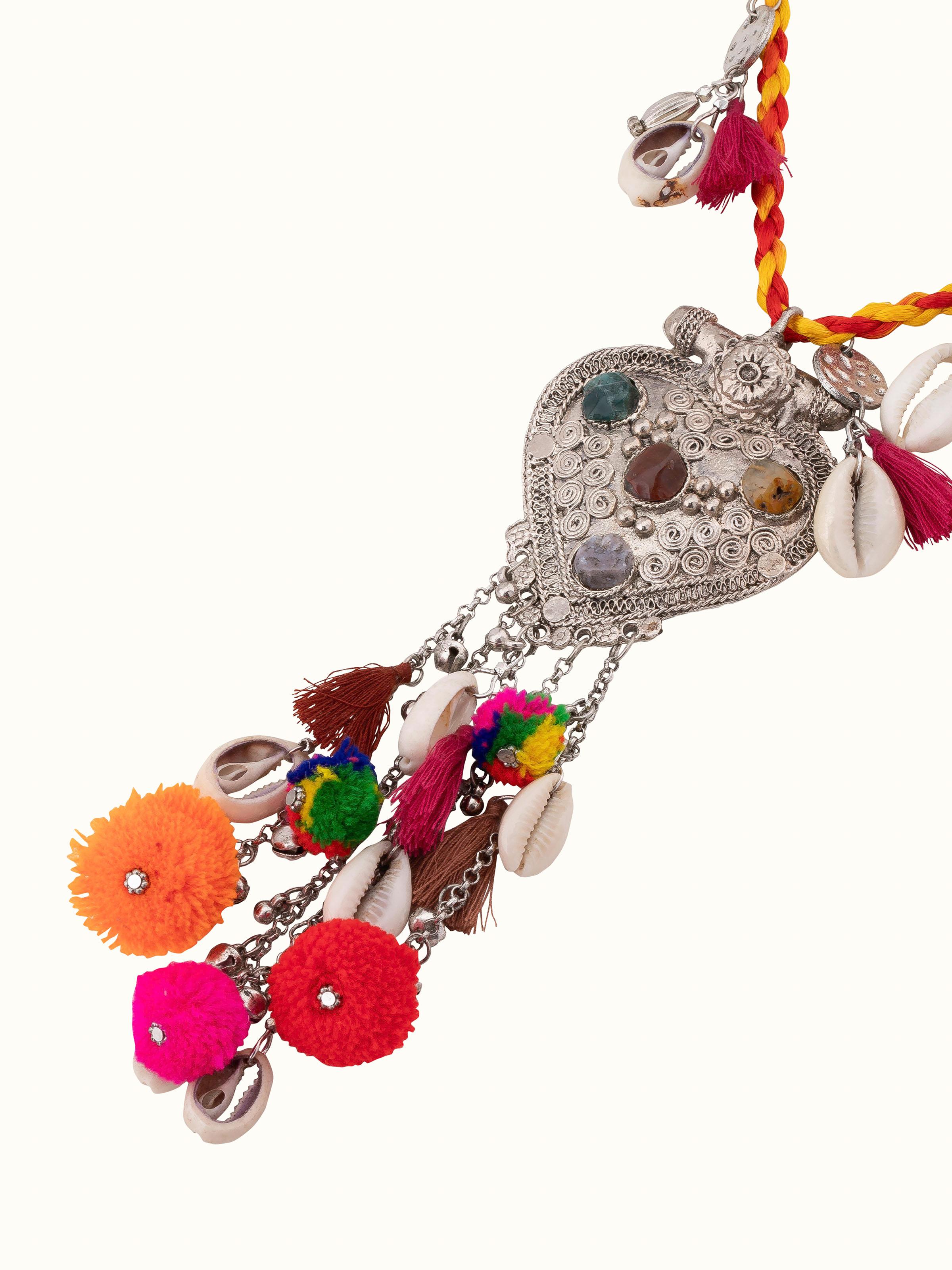 Detailed view of Handcrafted Long Necklace focusing on the intricate beadwork and finishing.