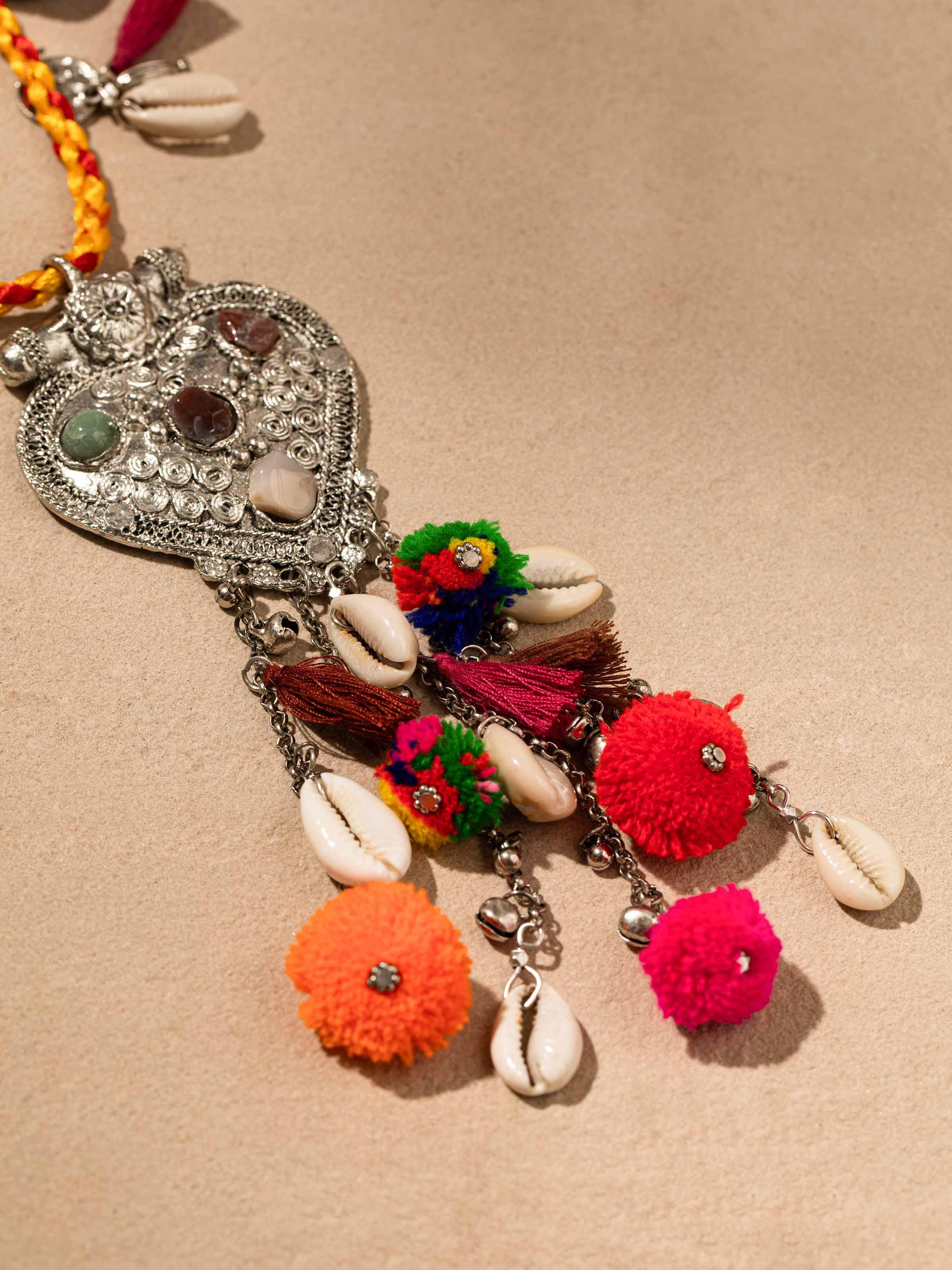 Back view of Handcrafted Long Necklace showing the clasp and overall design.