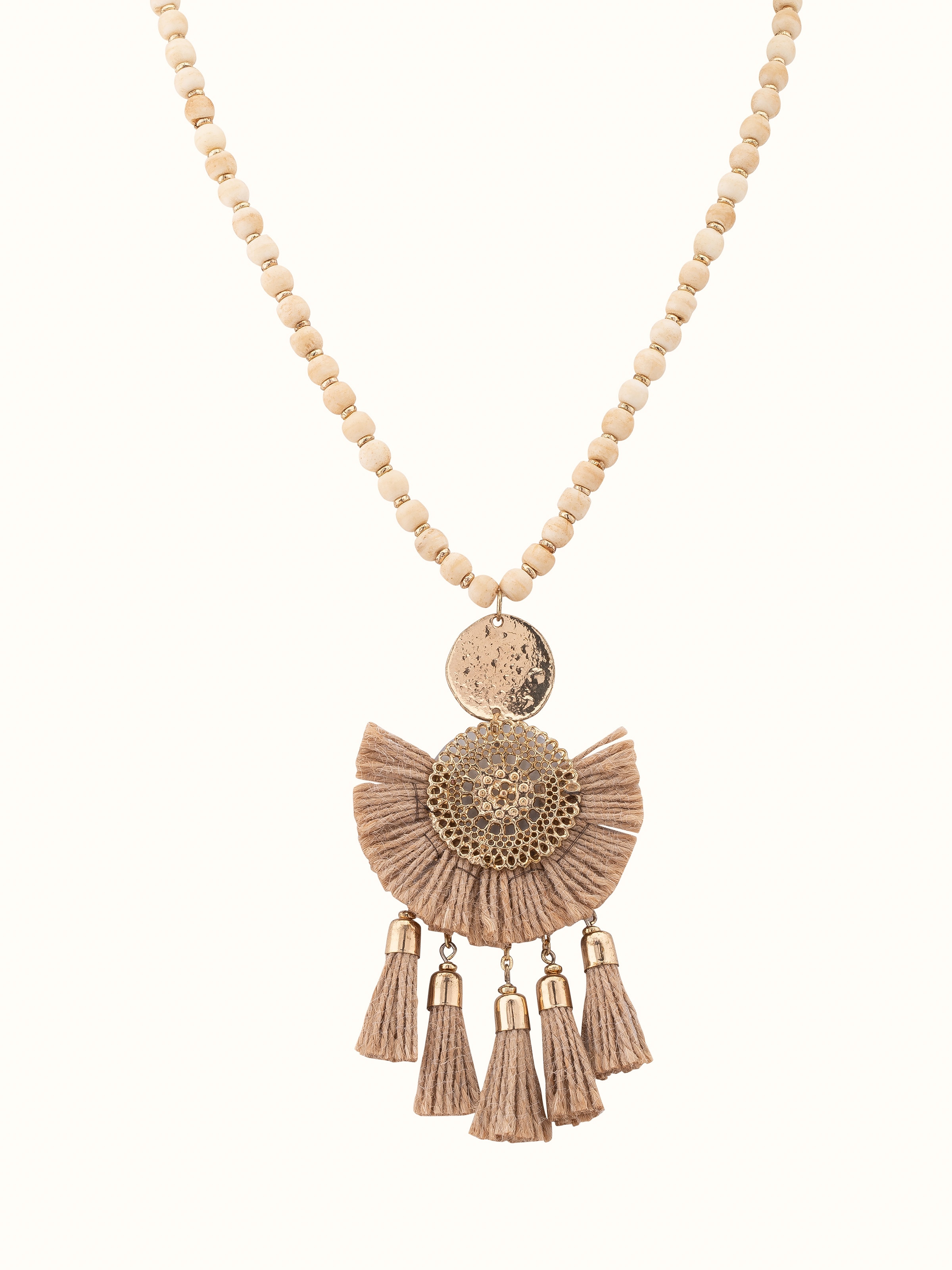 Front view of Handcrafted Long Necklace showcasing intricate design and craftsmanship.