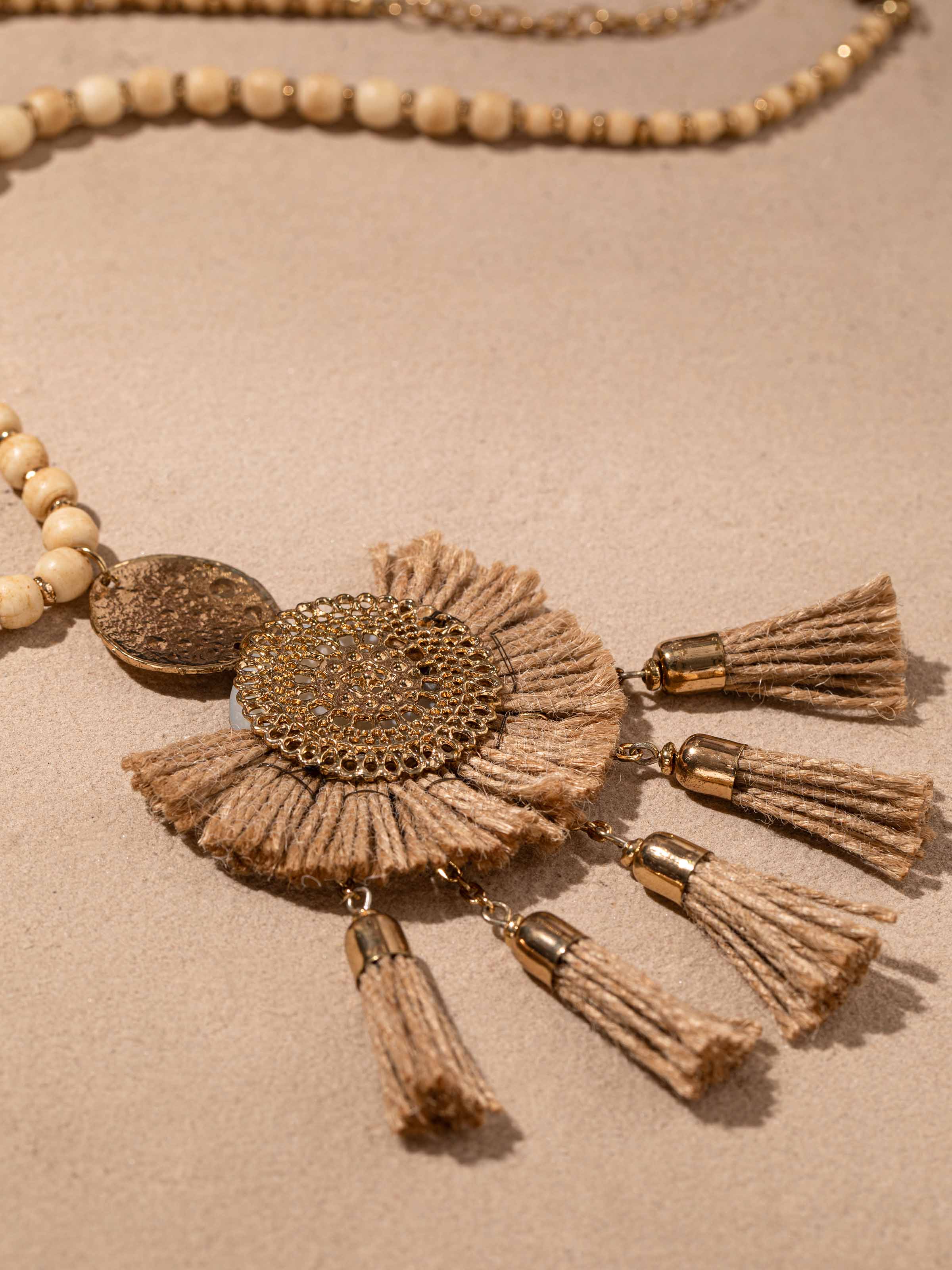 Detailed view of Handcrafted Long Necklace focusing on intricate detailing and craftsmanship.