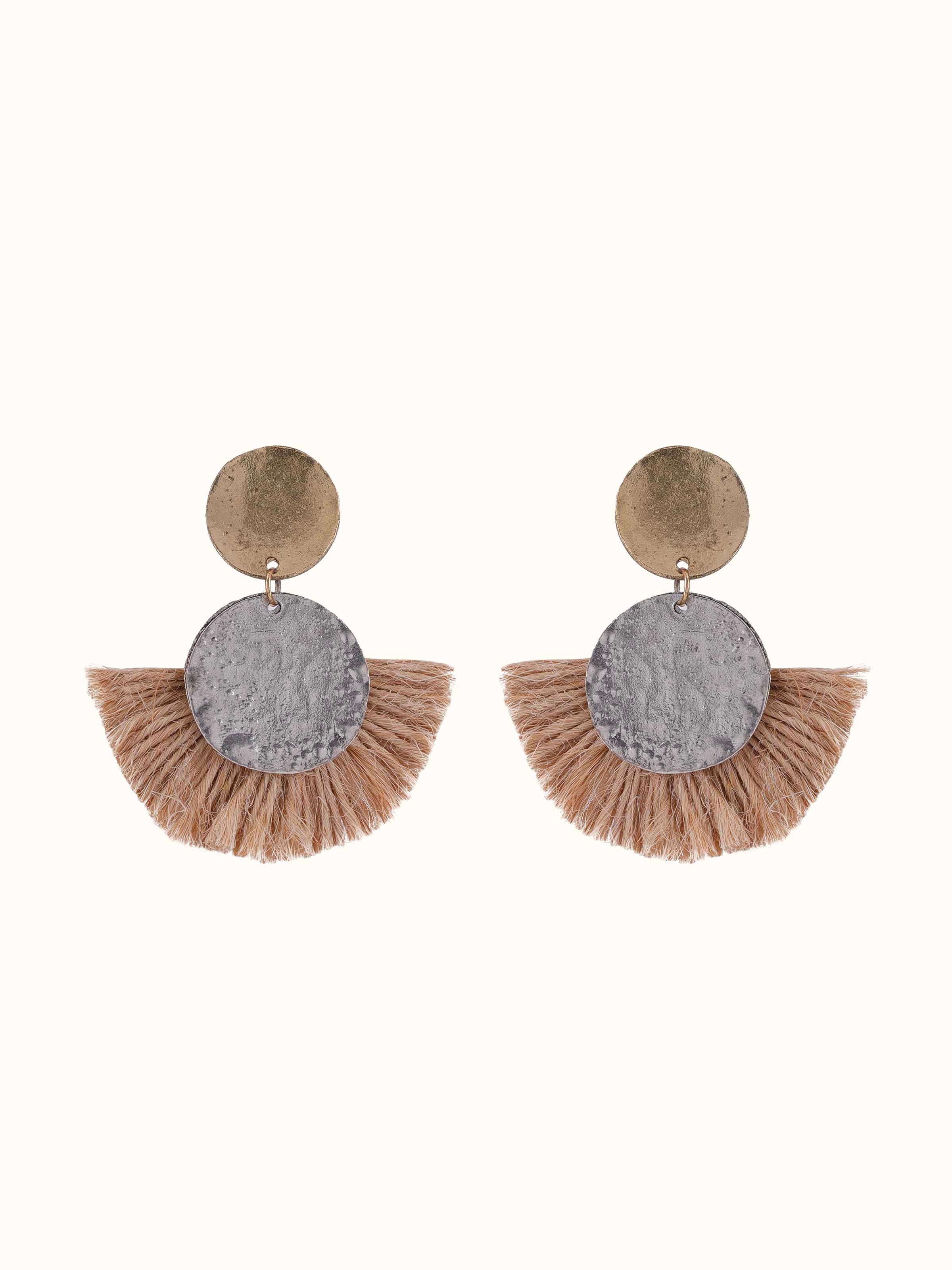 Front view of Handcrafted Drop Earrings featuring unique design and artisanal detailing.