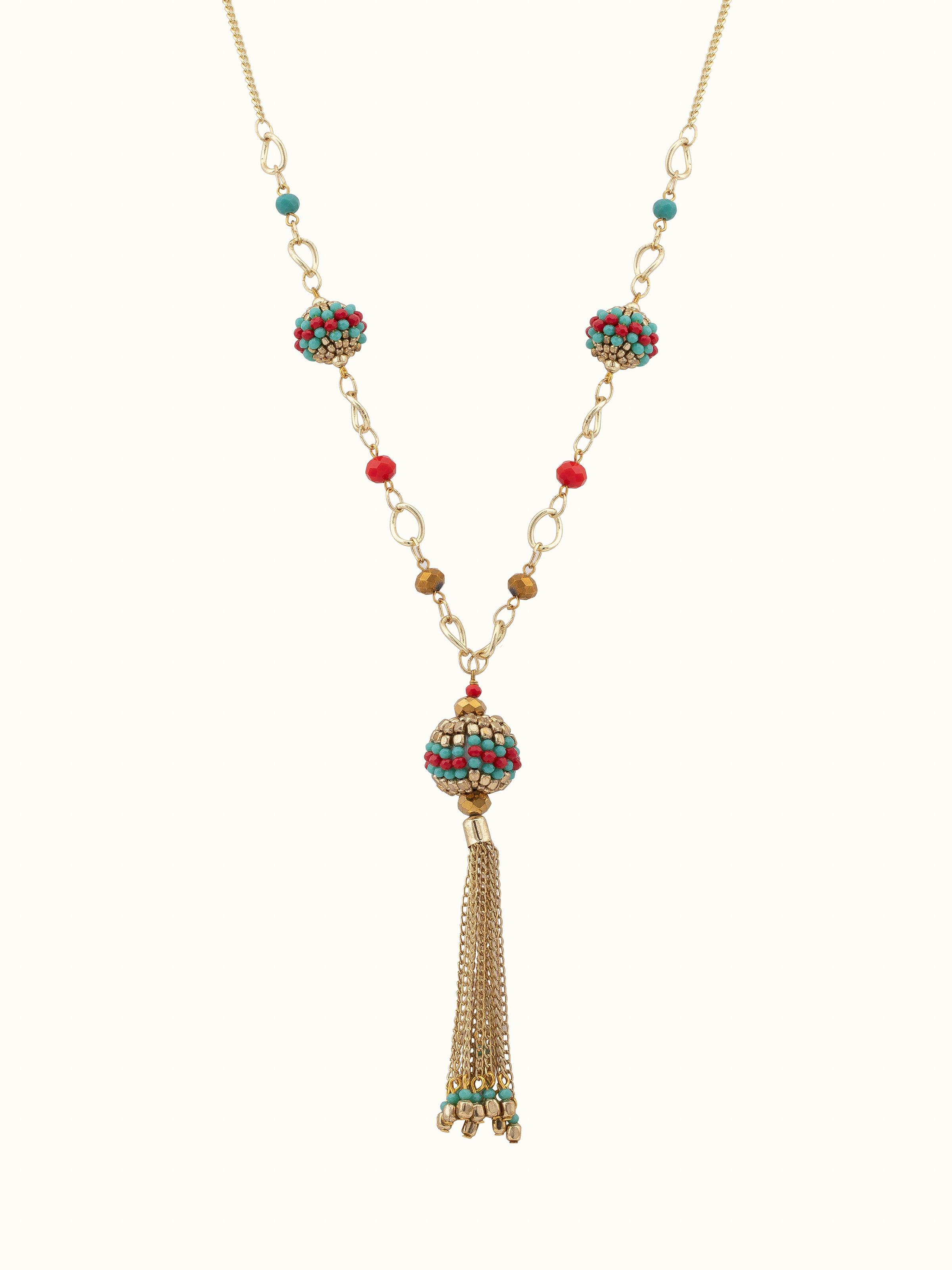 Front view of Handcrafted Long Necklace featuring elegant design