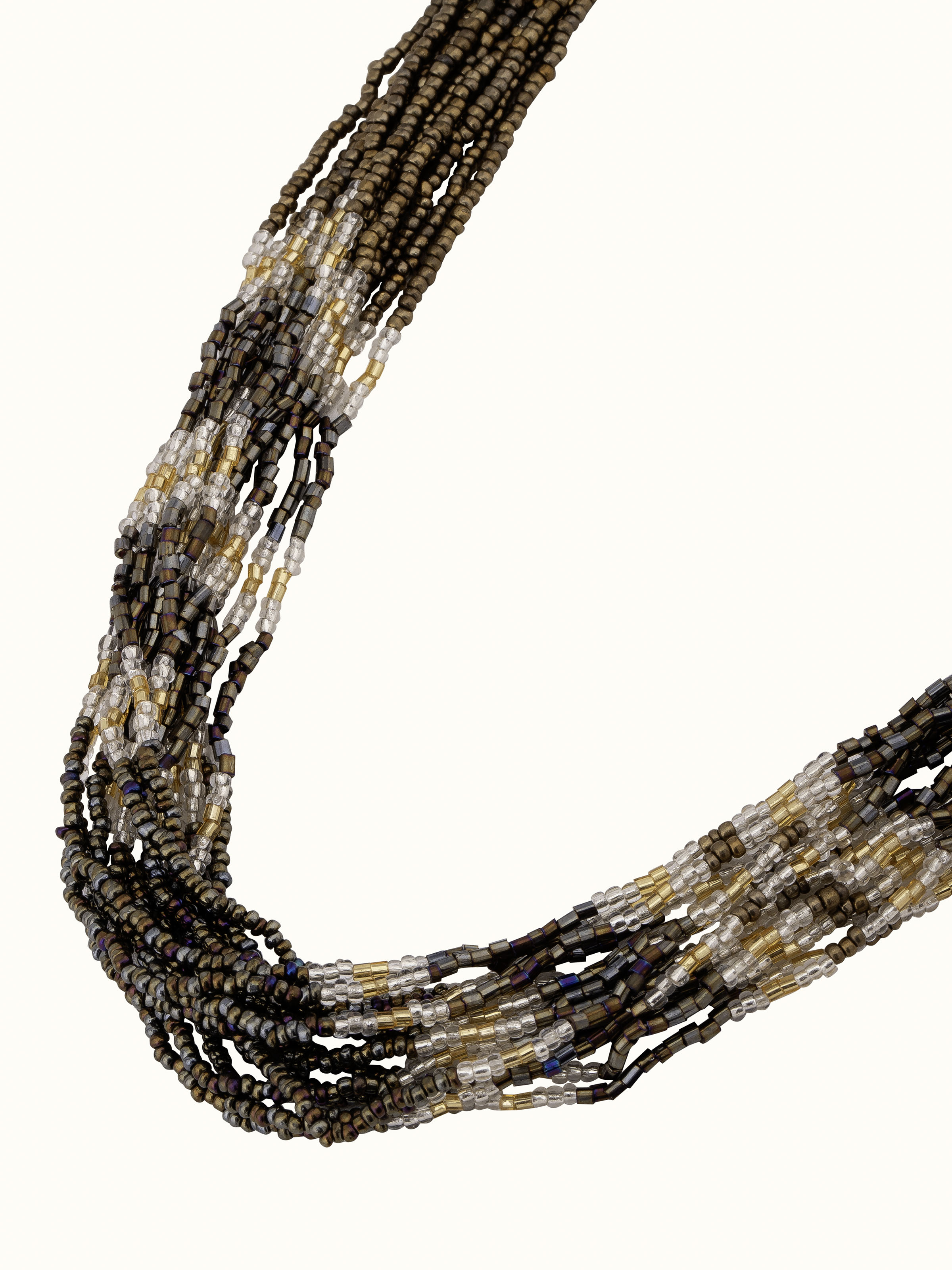 Angled view of Handcrafted Long Necklace emphasizing the craftsmanship.