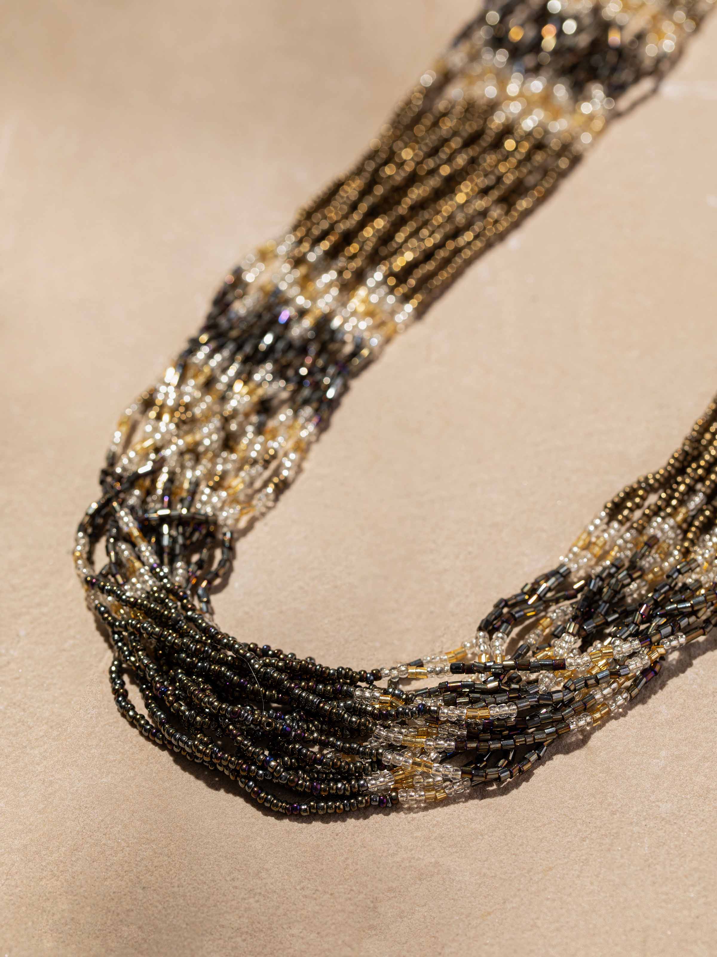 Back view of Handcrafted Long Necklace showing the clasp and overall design.