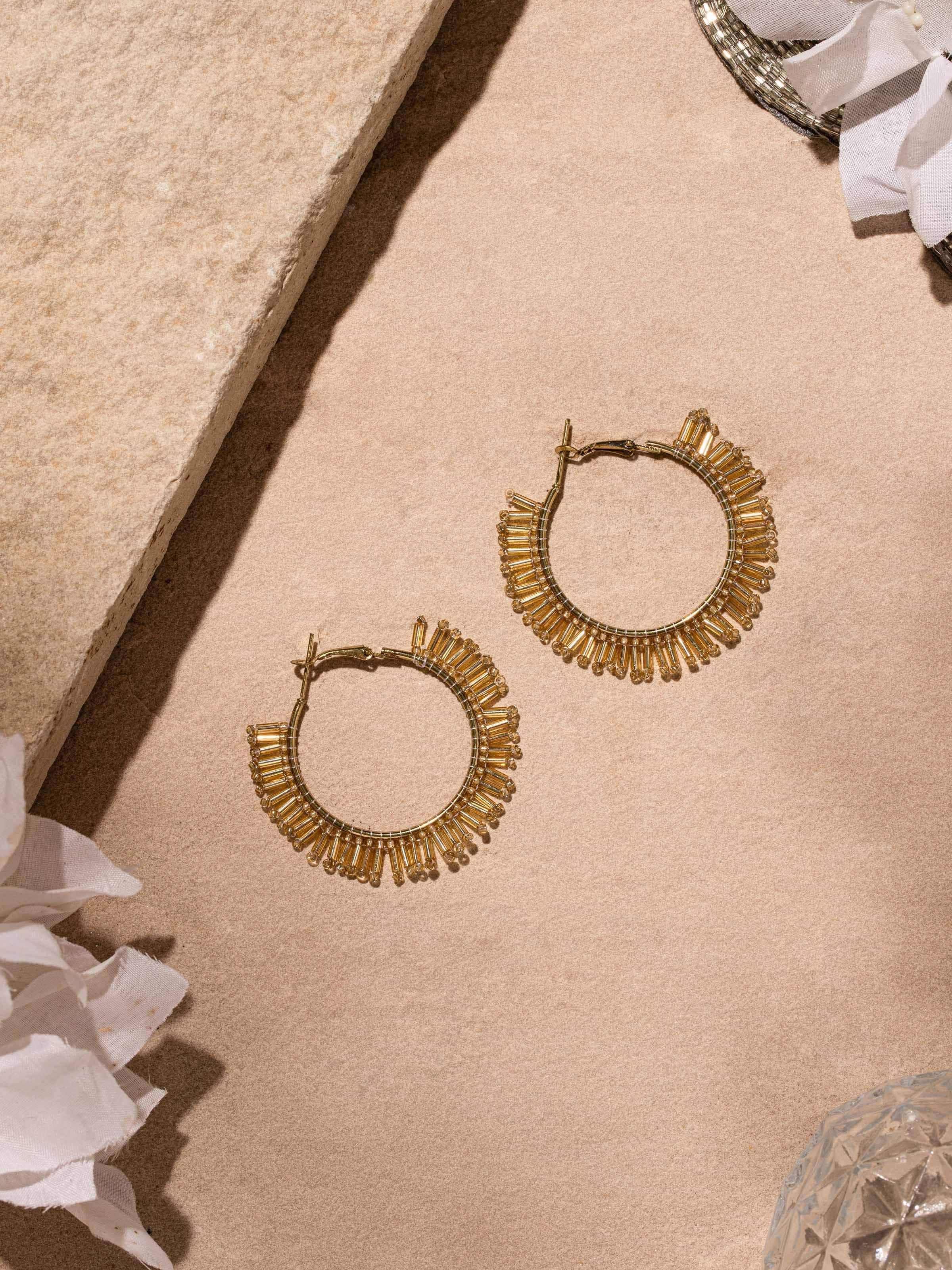 Side view of Handcrafted Hoop Earrings highlighting their refined and artisanal craftsmanship.