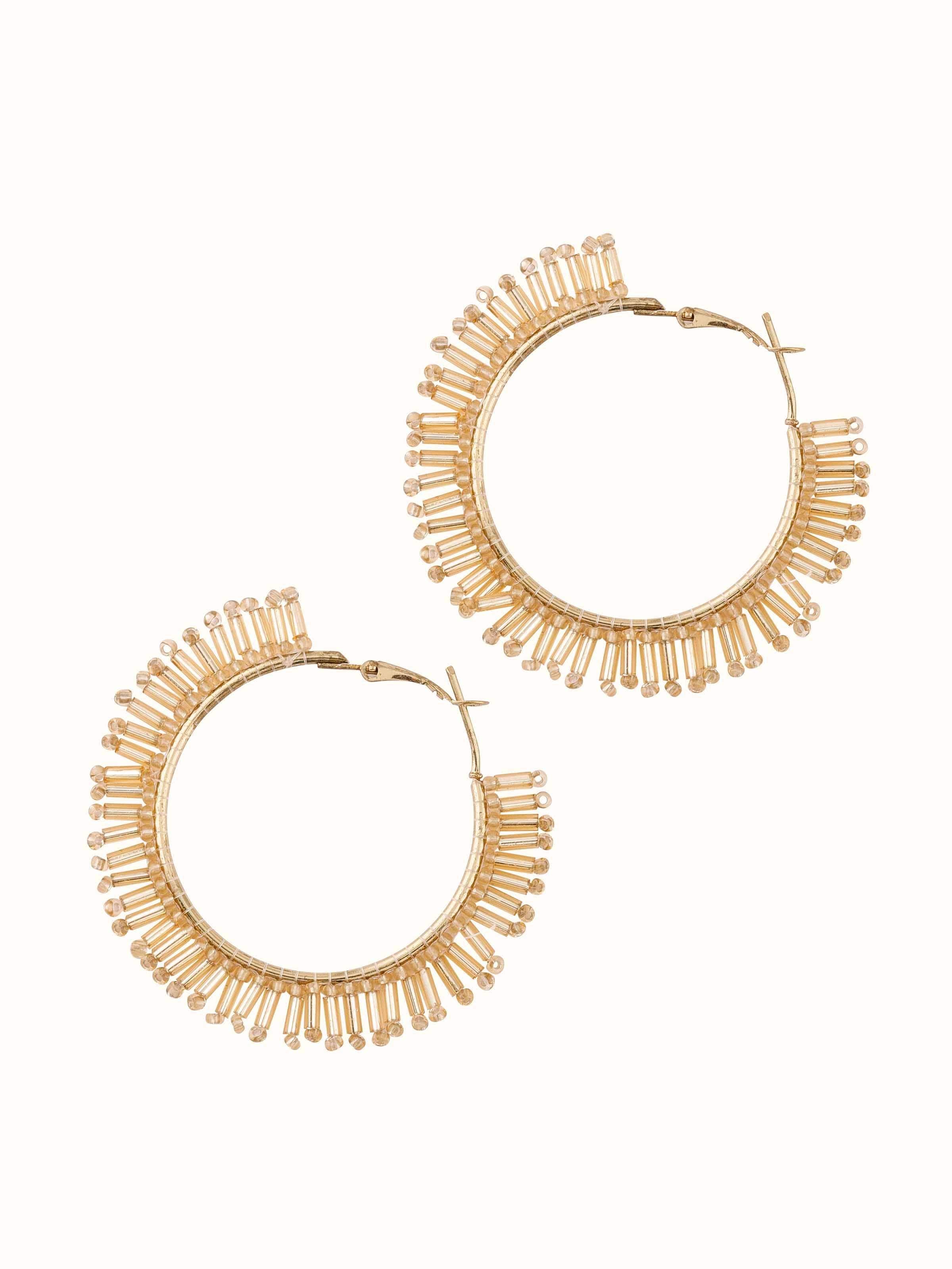 Artistic angle of Handcrafted Hoop Earrings showcasing their distinctive design and detailed work.