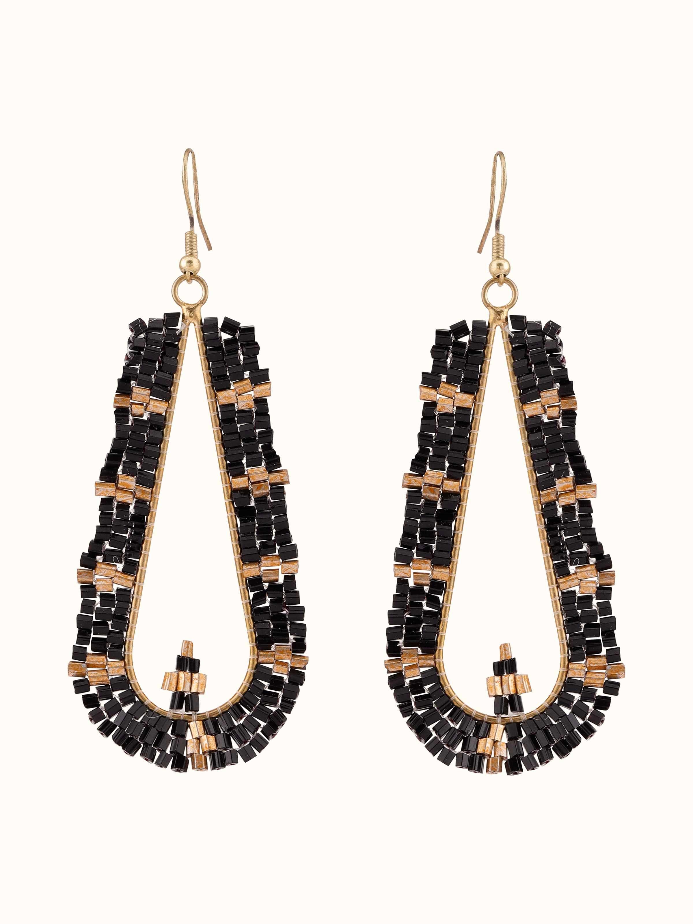 Front view of Handcrafted Drop Earrings featuring artisanal design and unique craftsmanship.