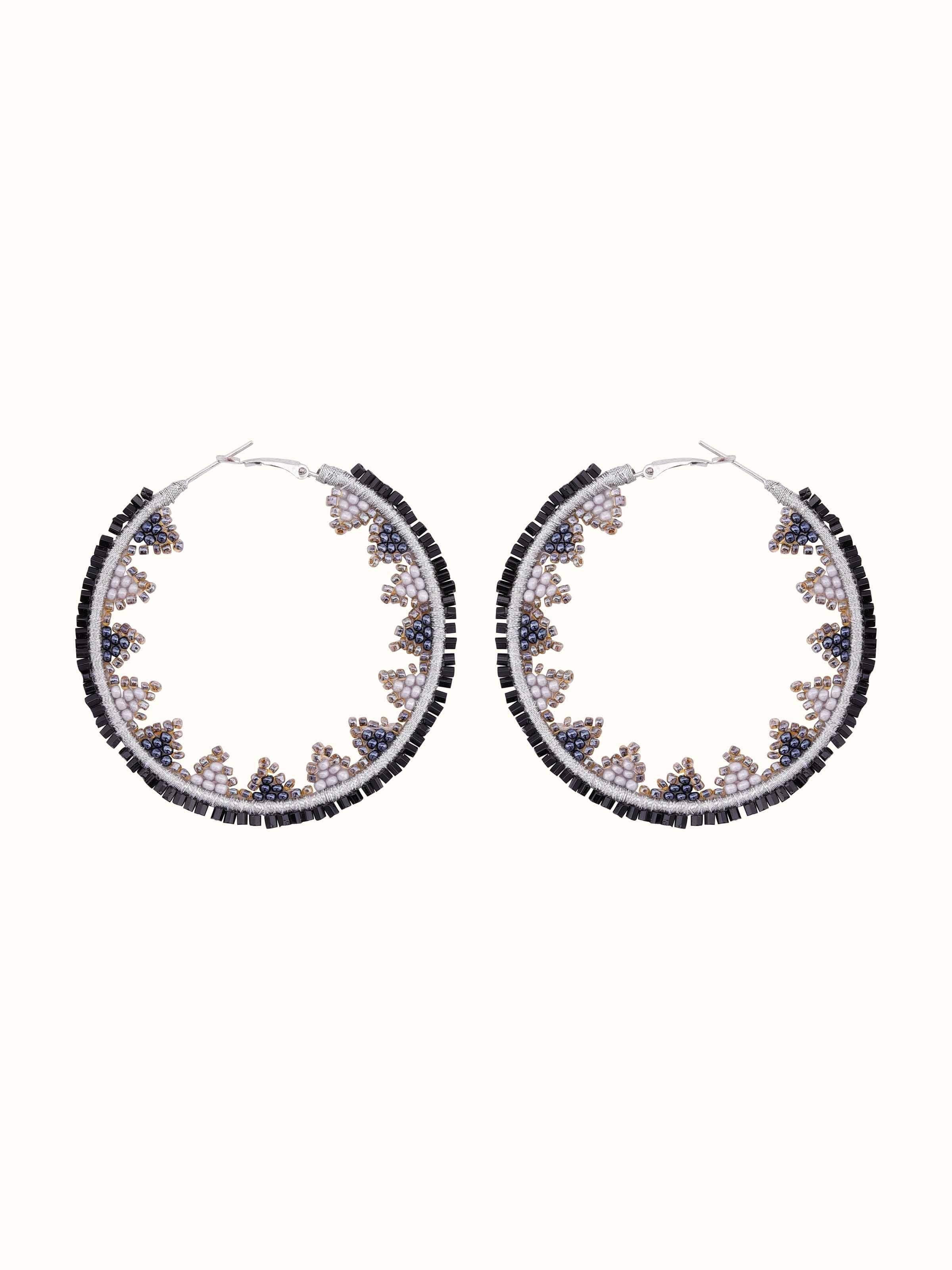 Front view of Handcrafted Hoop Earrings showcasing intricate design and detailed craftsmanship.